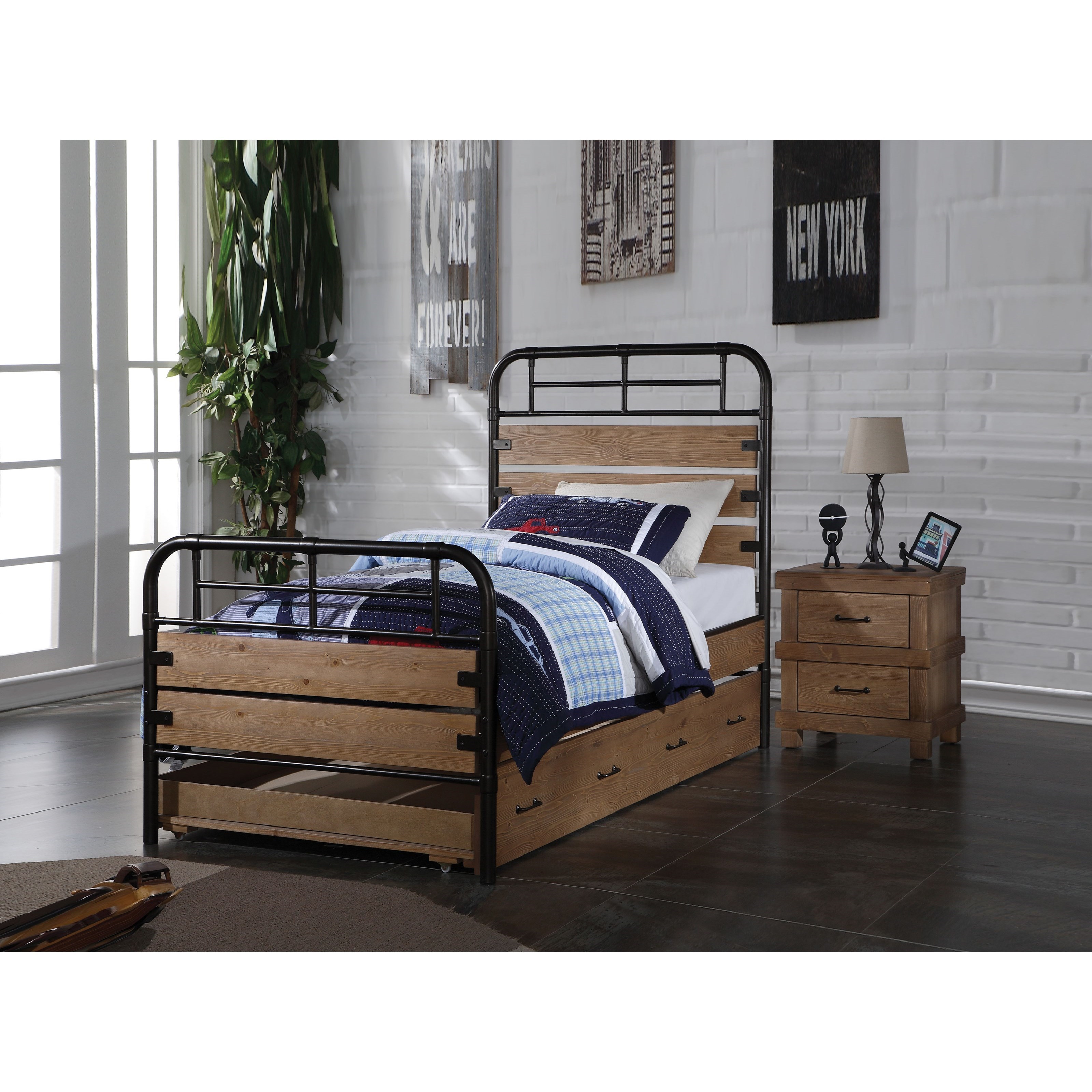 Wood and shop metal twin bed