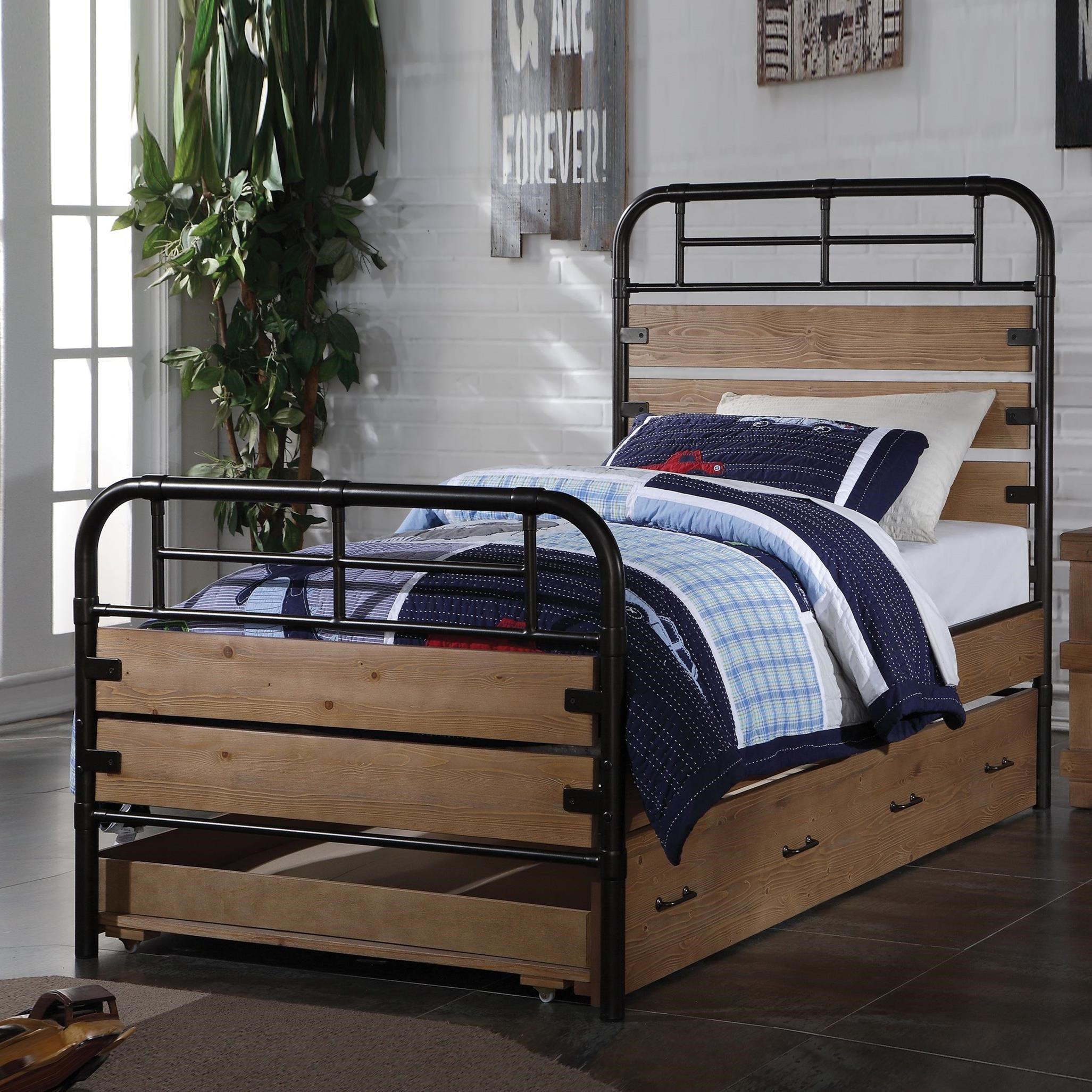 Wood and metal twin new arrivals bed