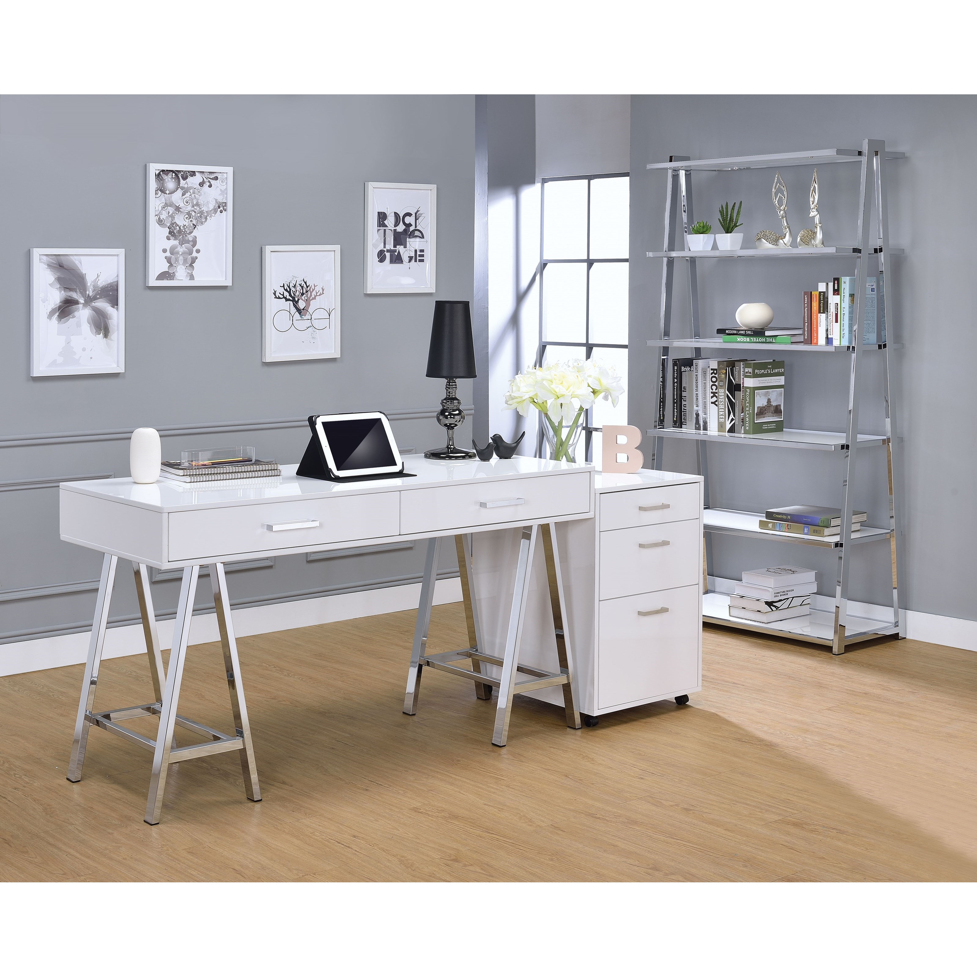 Acme Furniture Coleen 92455 Chrome Finish Bookshelf with High