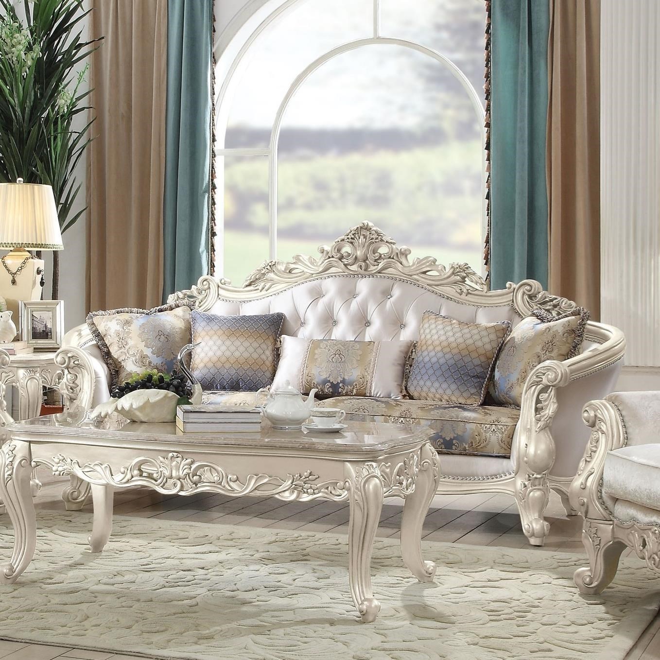 Acme Furniture Gorsedd 52440 Traditional Sofa with 5 Pillows and