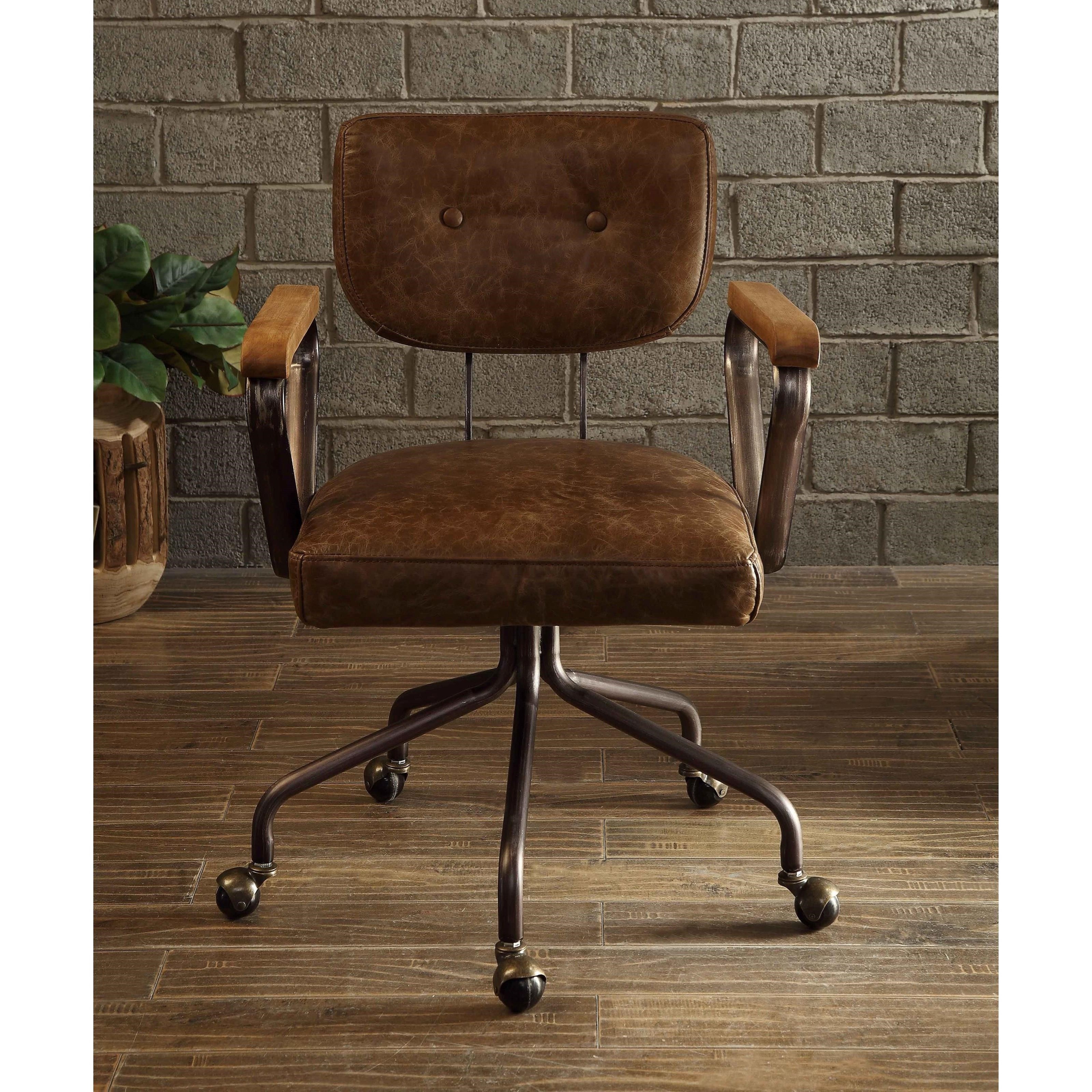 Hedia vintage whiskey top sales grain leather office chair