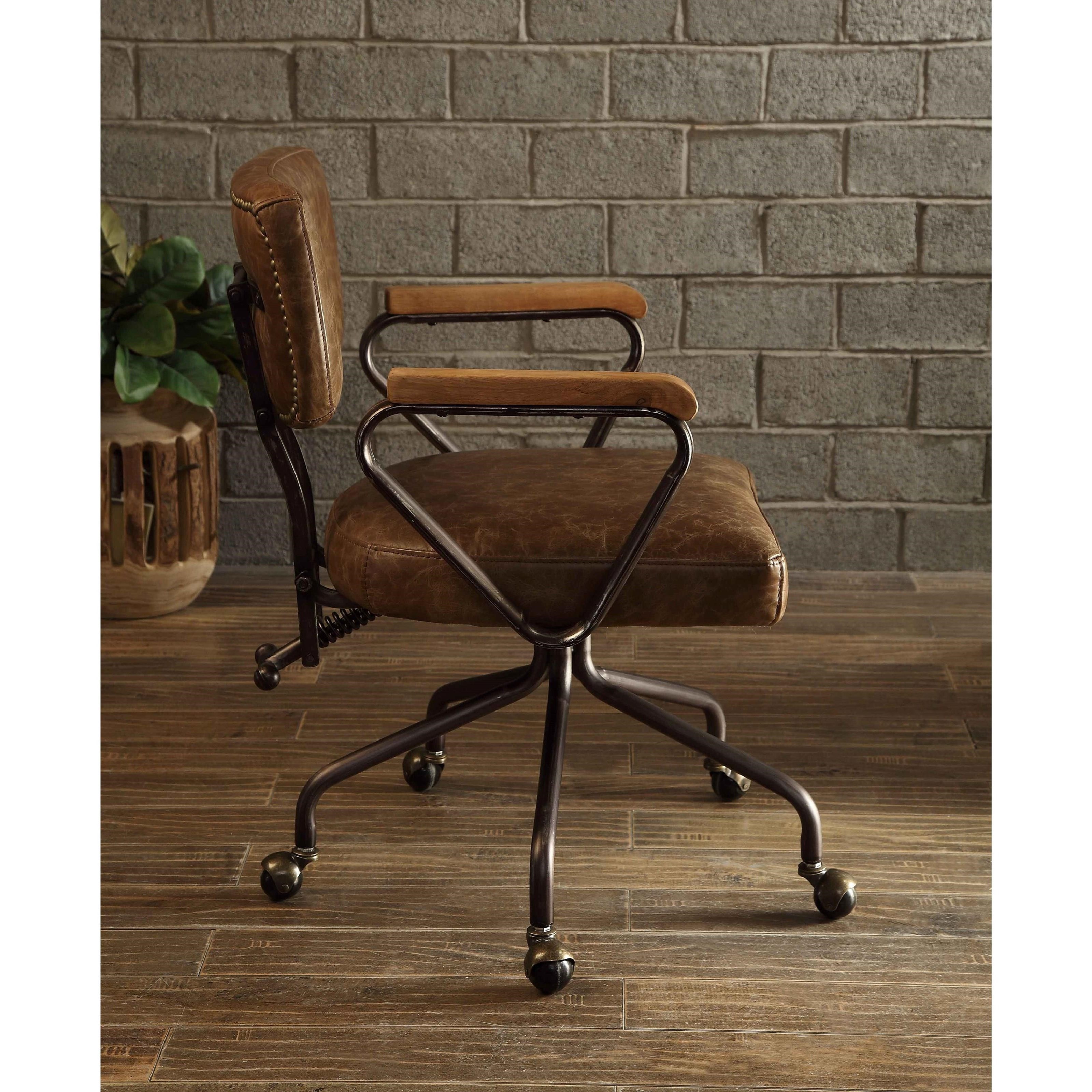 Hedia vintage whiskey top grain leather office chair on sale