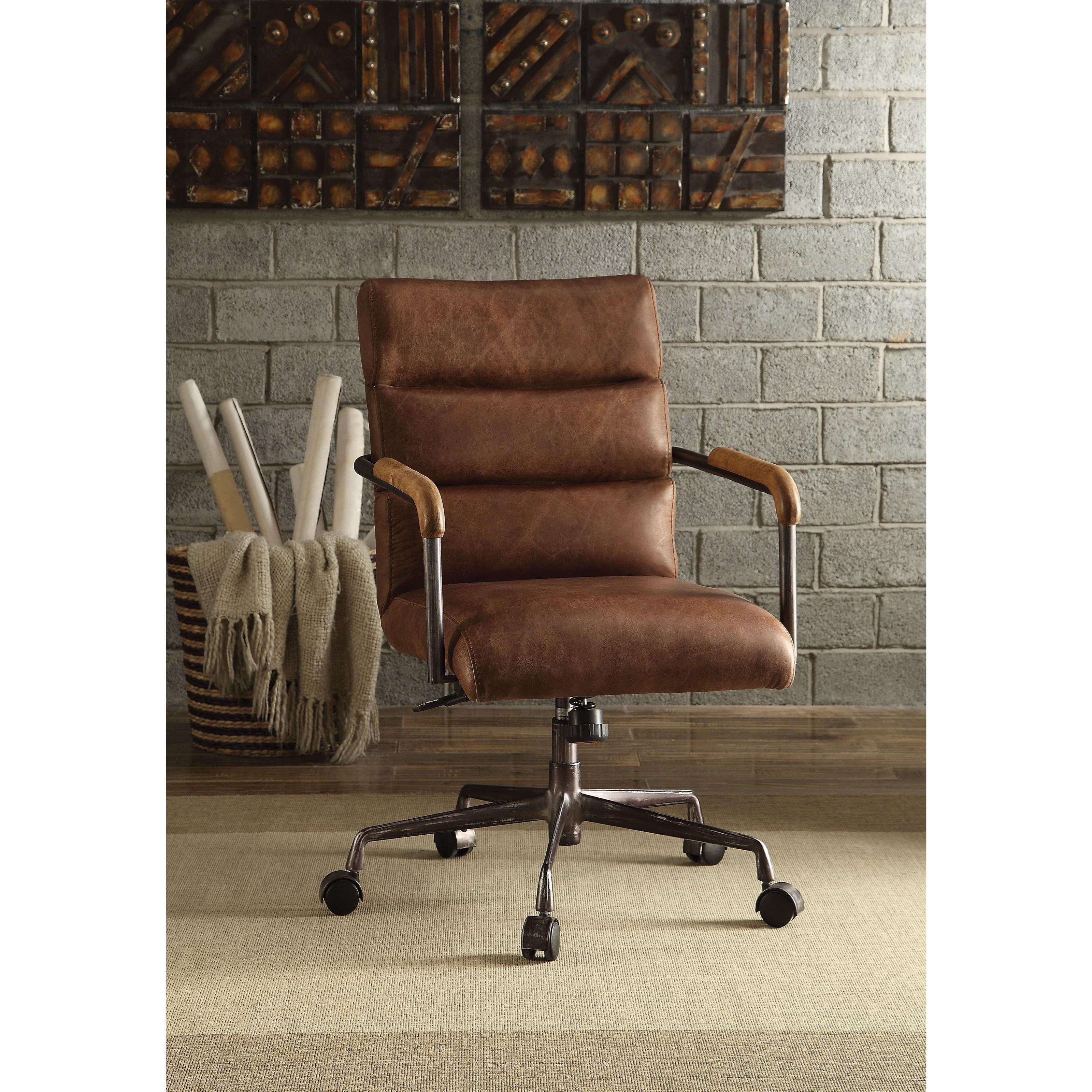 Hedia vintage whiskey top best sale grain leather office chair