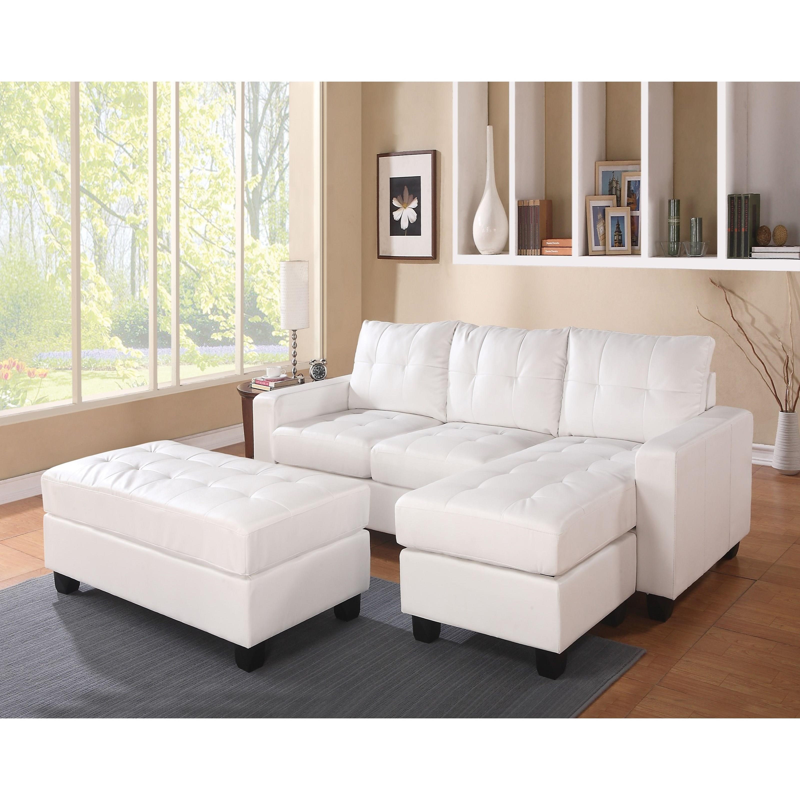 White bonded outlet leather sectional