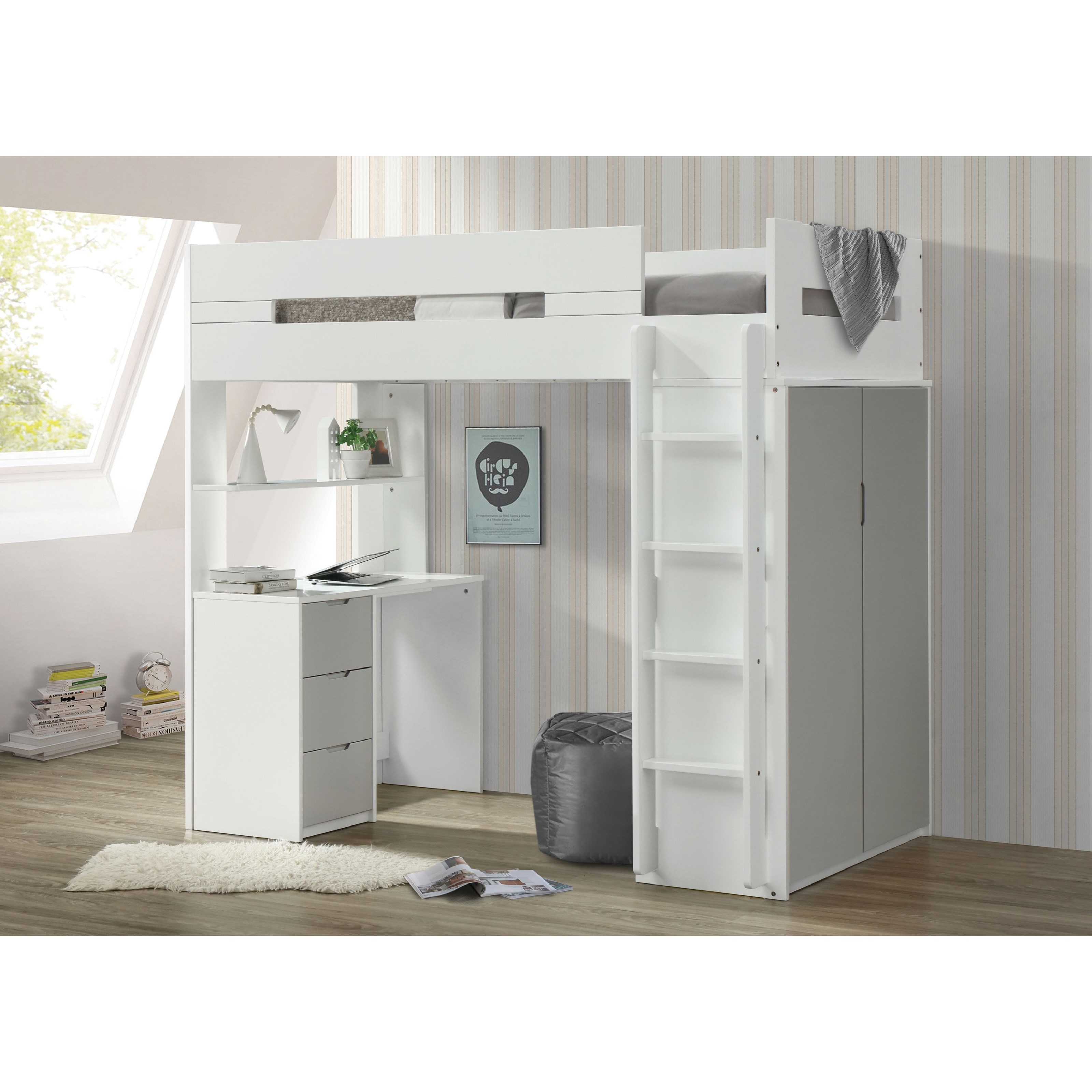 Acme Furniture Nerice 38050 Contemporary Twin Loft Bed with
