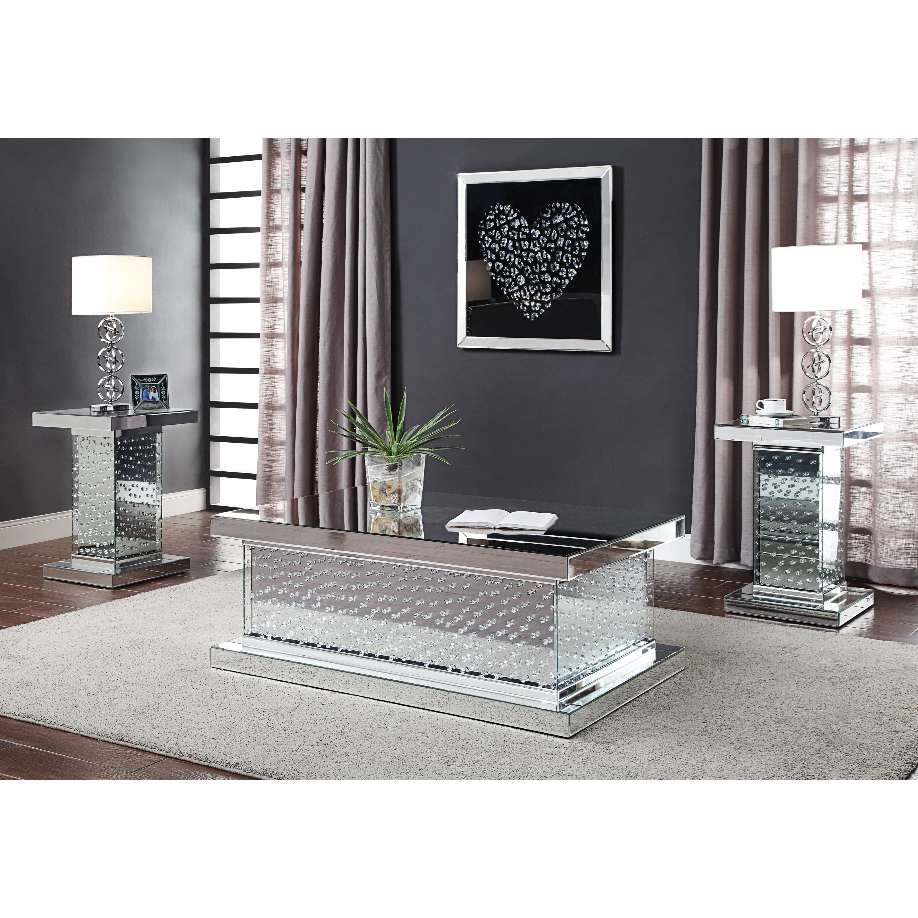 Crystal mirrored deals side table