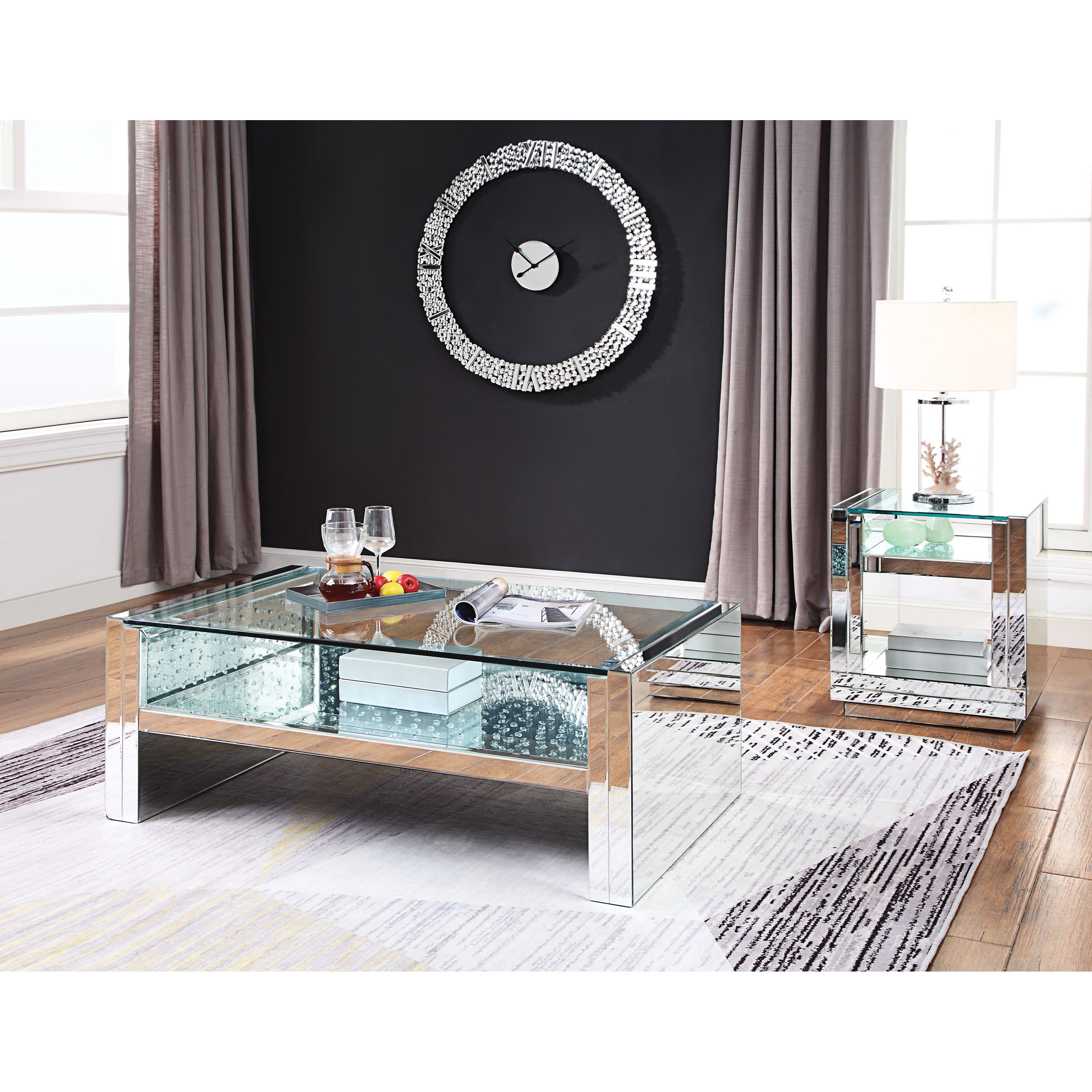 Mirror living shop room table set