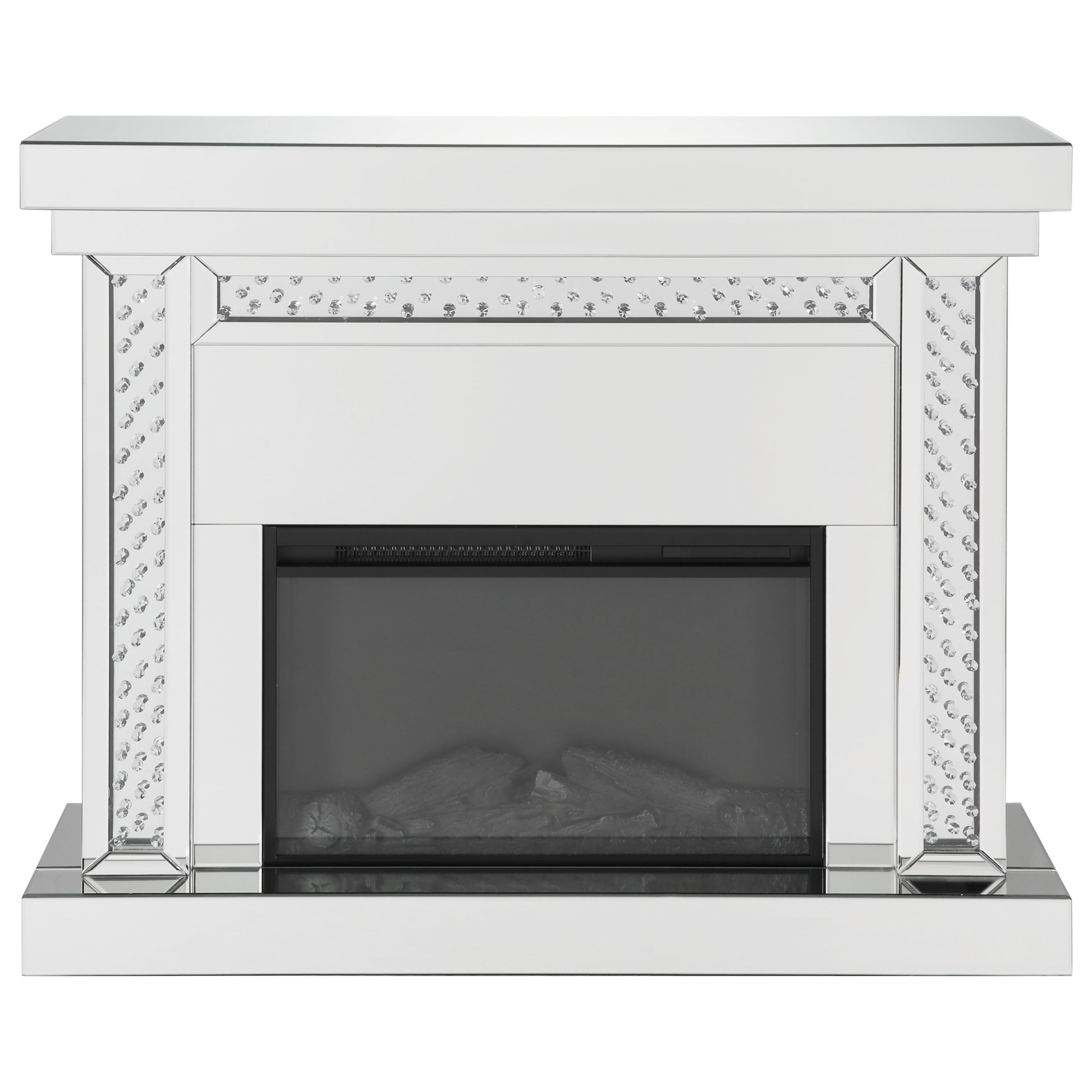 Acme Furniture Nysa 90272 Glam LED Electric Fireplace with Faux Crystal
