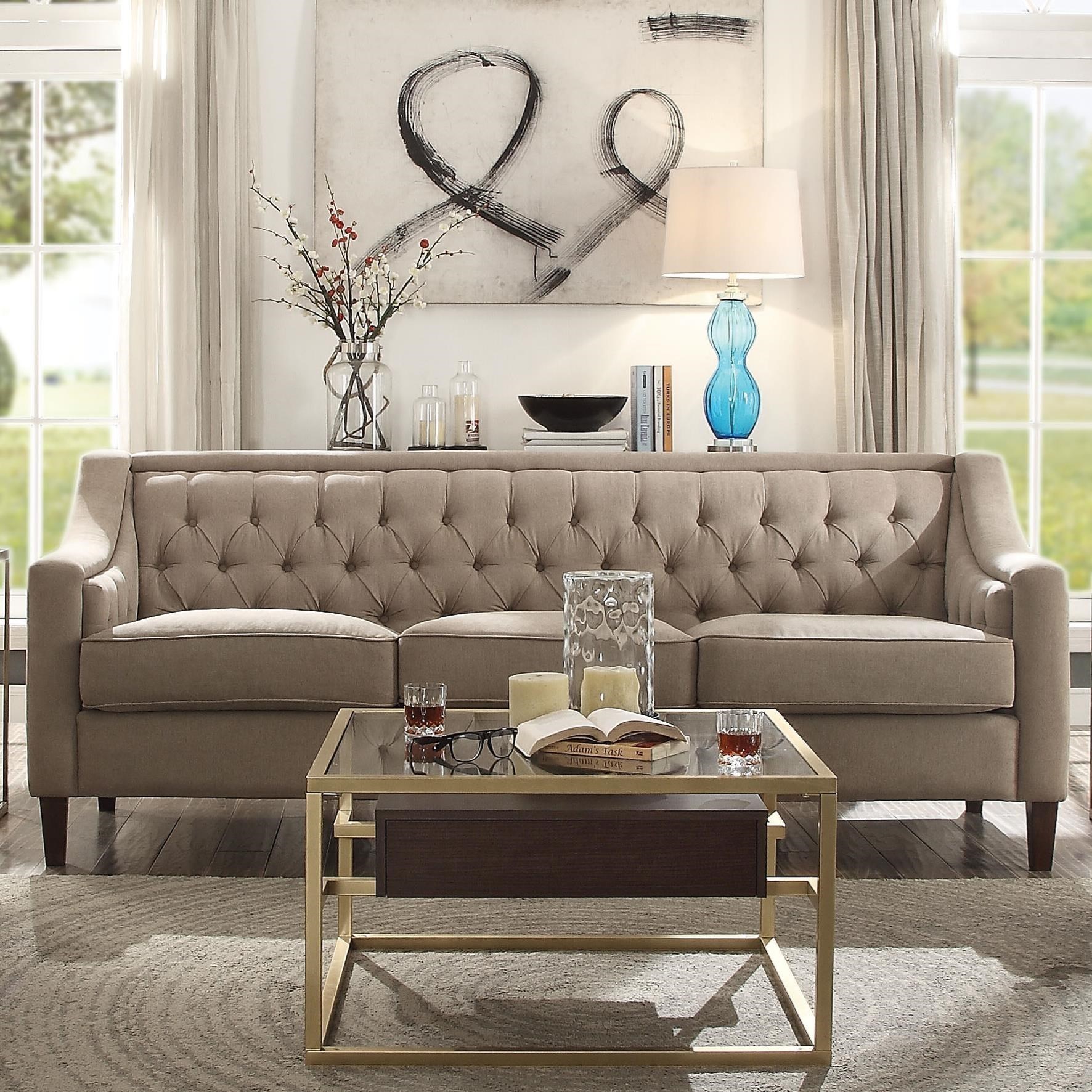 Acme Furniture Suzanne 54010 Transitional Tufted Sofa with Sloped