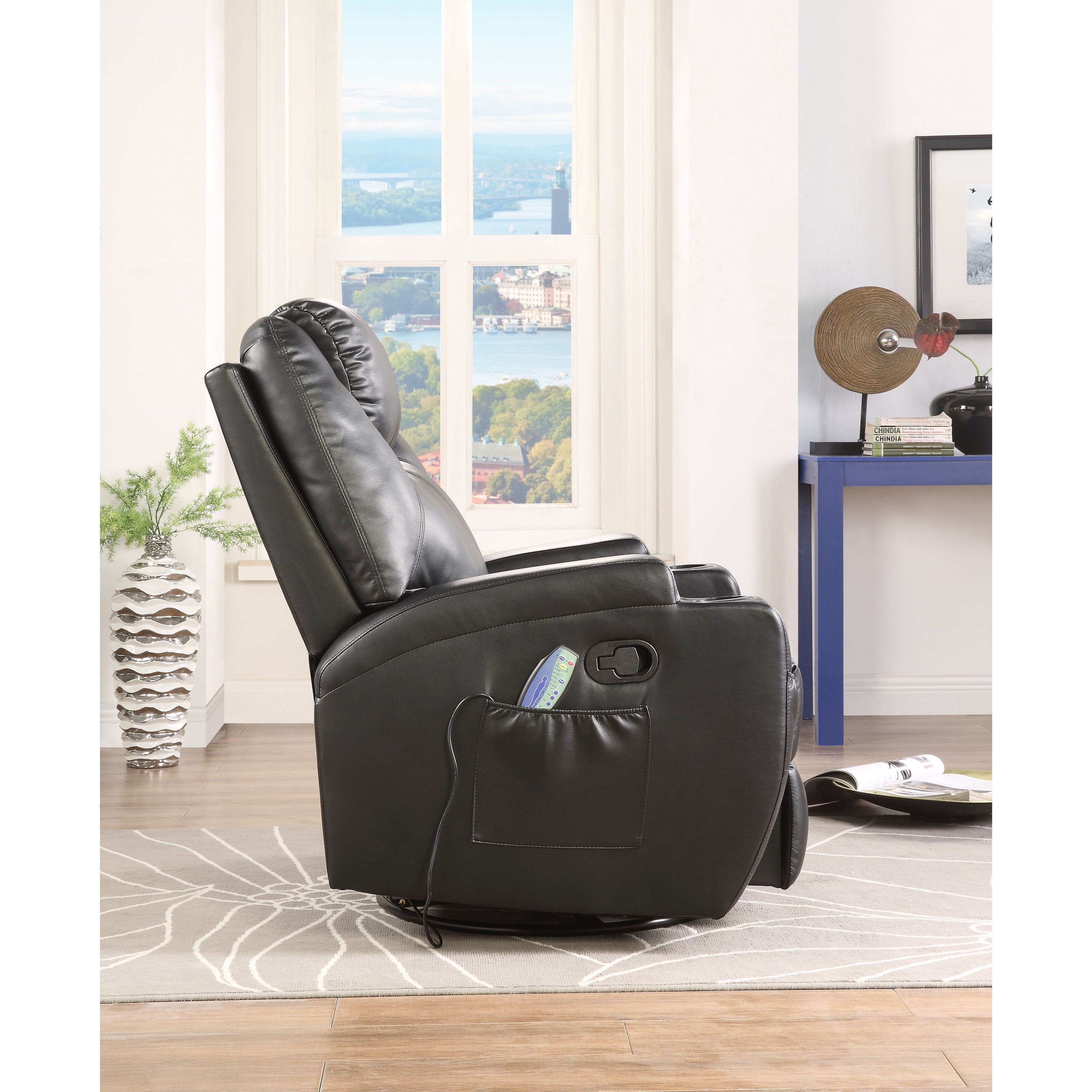 Acme Furniture Waterlily 59277 Casual Faux Leather Swivel Rocker
