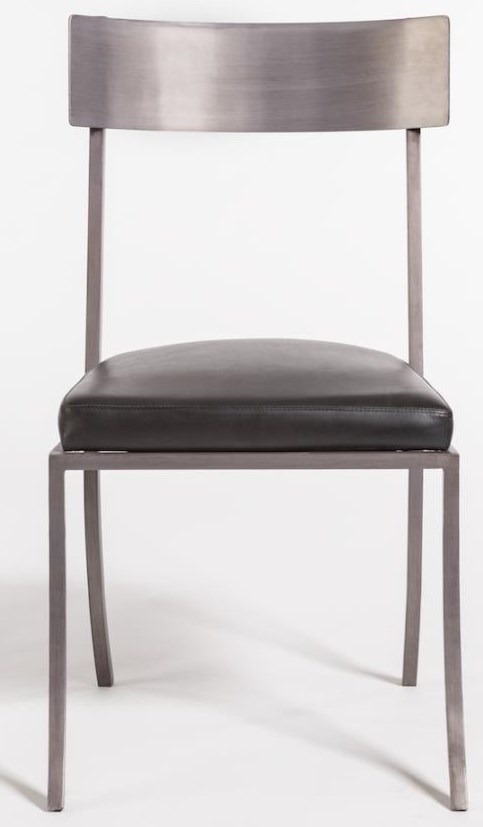 Metal chair with top leather seat
