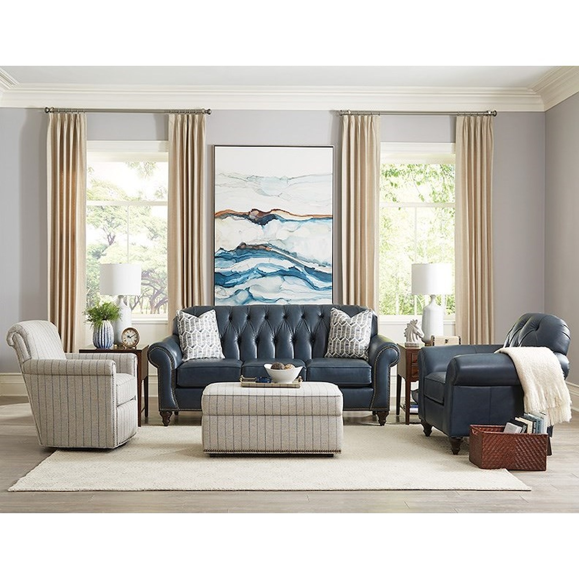 Alexvale V8N0 V8N5LSN Traditional Leather Sofa Virginia Furniture