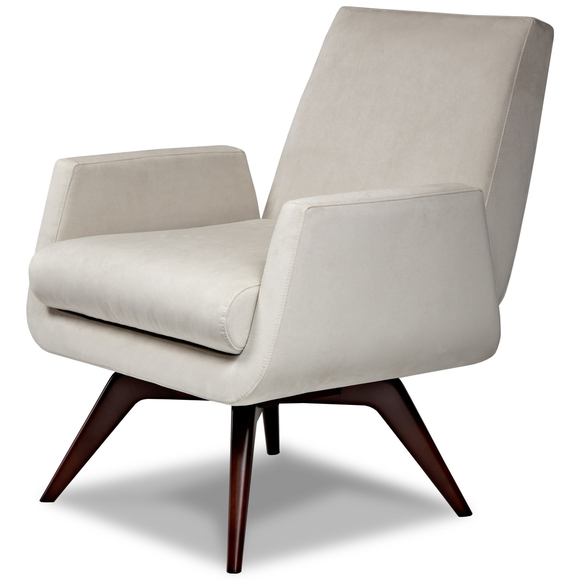 Mid-Century Modern Leather Swivel Lounge Chair With a Footstool –