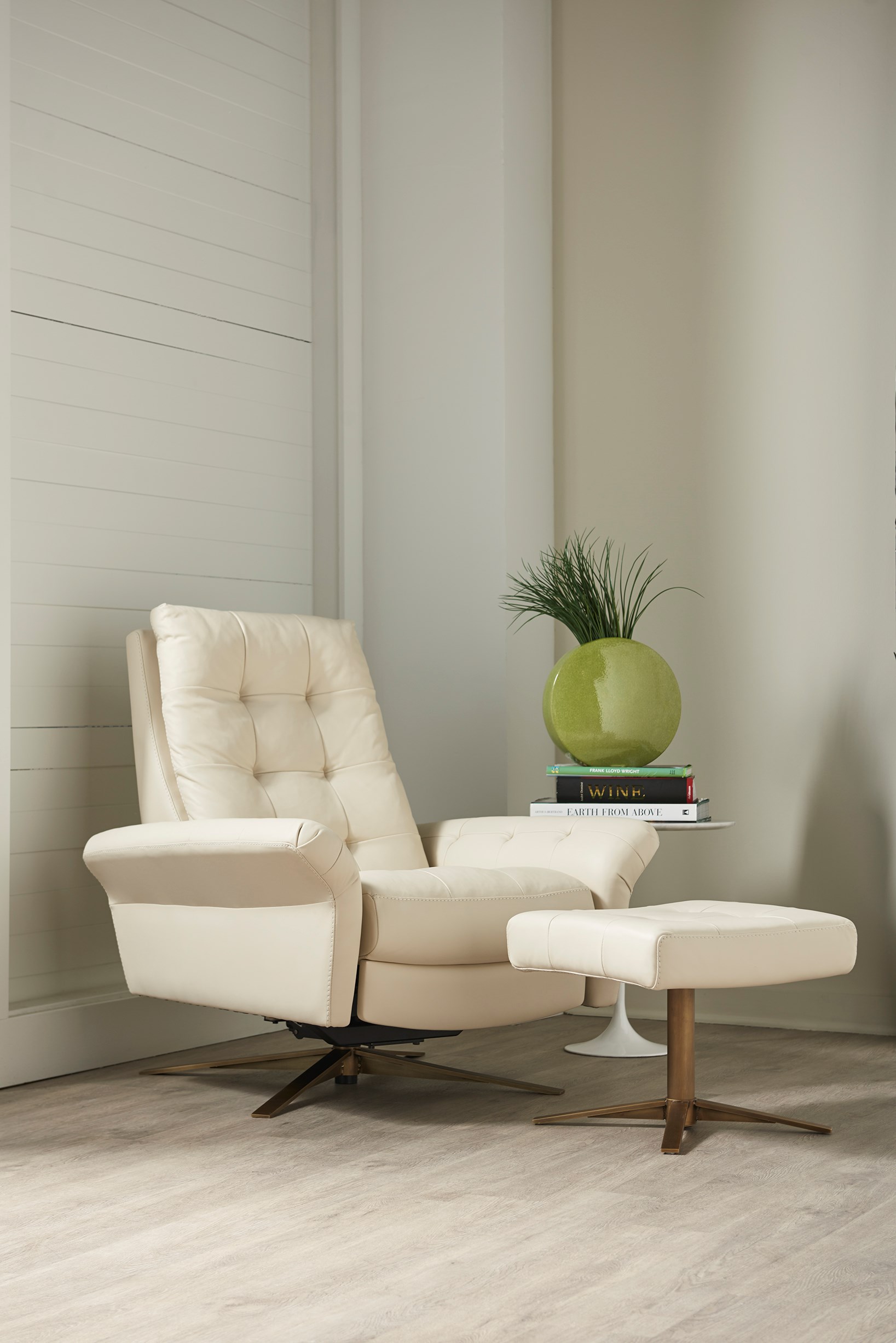 Leather glider shop with ottoman