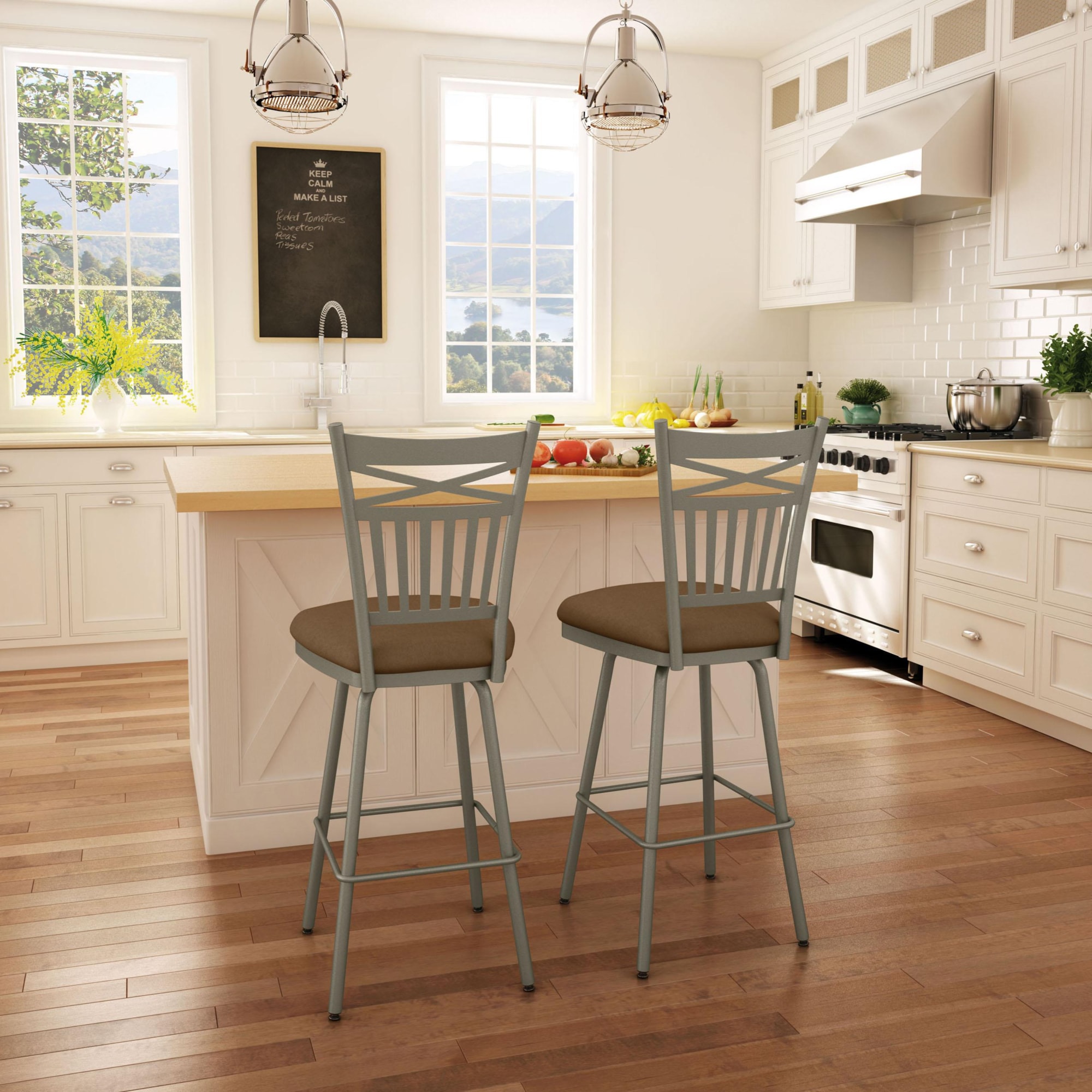 Amisco Countryside 4148834 Customizable 34" Garden Spectator Height Swivel Stool with Spindle