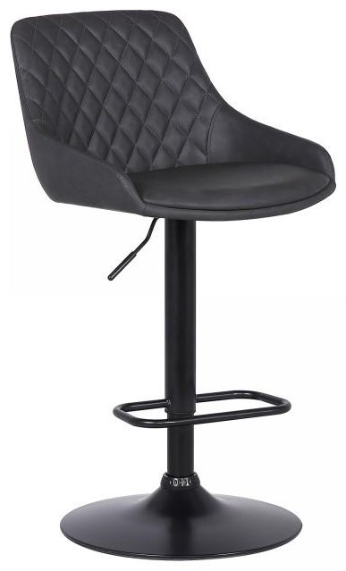 Armen Living Anibal 444356782 Adjustable Black Barstool with Faux