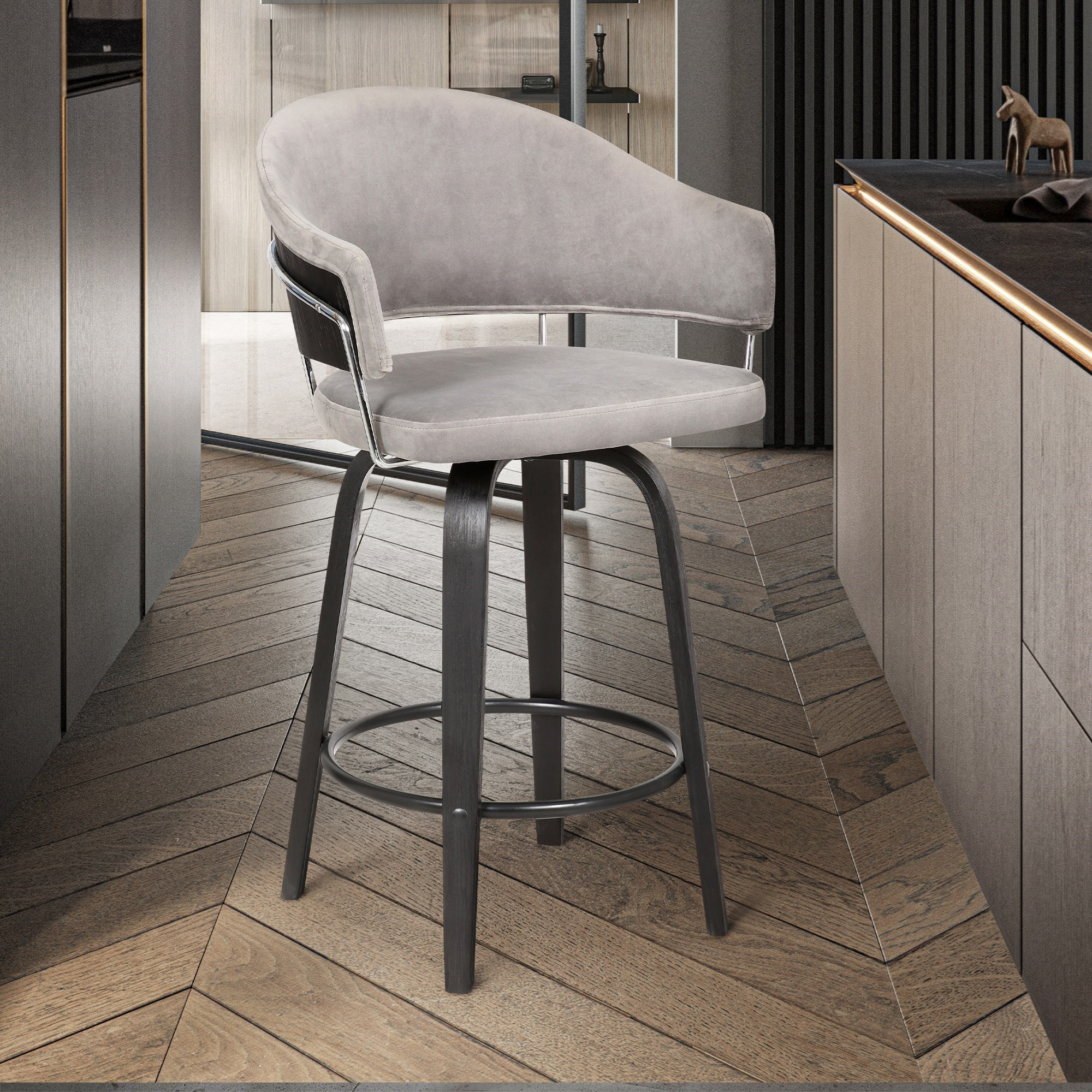 Gray swivel store counter stools