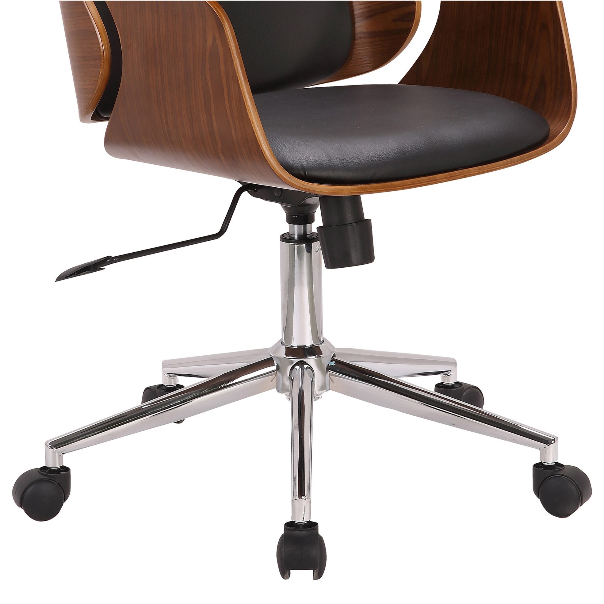 Armen Living Santiago LCSGOFCHWABL Mid Century Office Chair in Black Faux Leather with Walnut Wood Finish Michael Alan Furniture Design Office Task Chairs