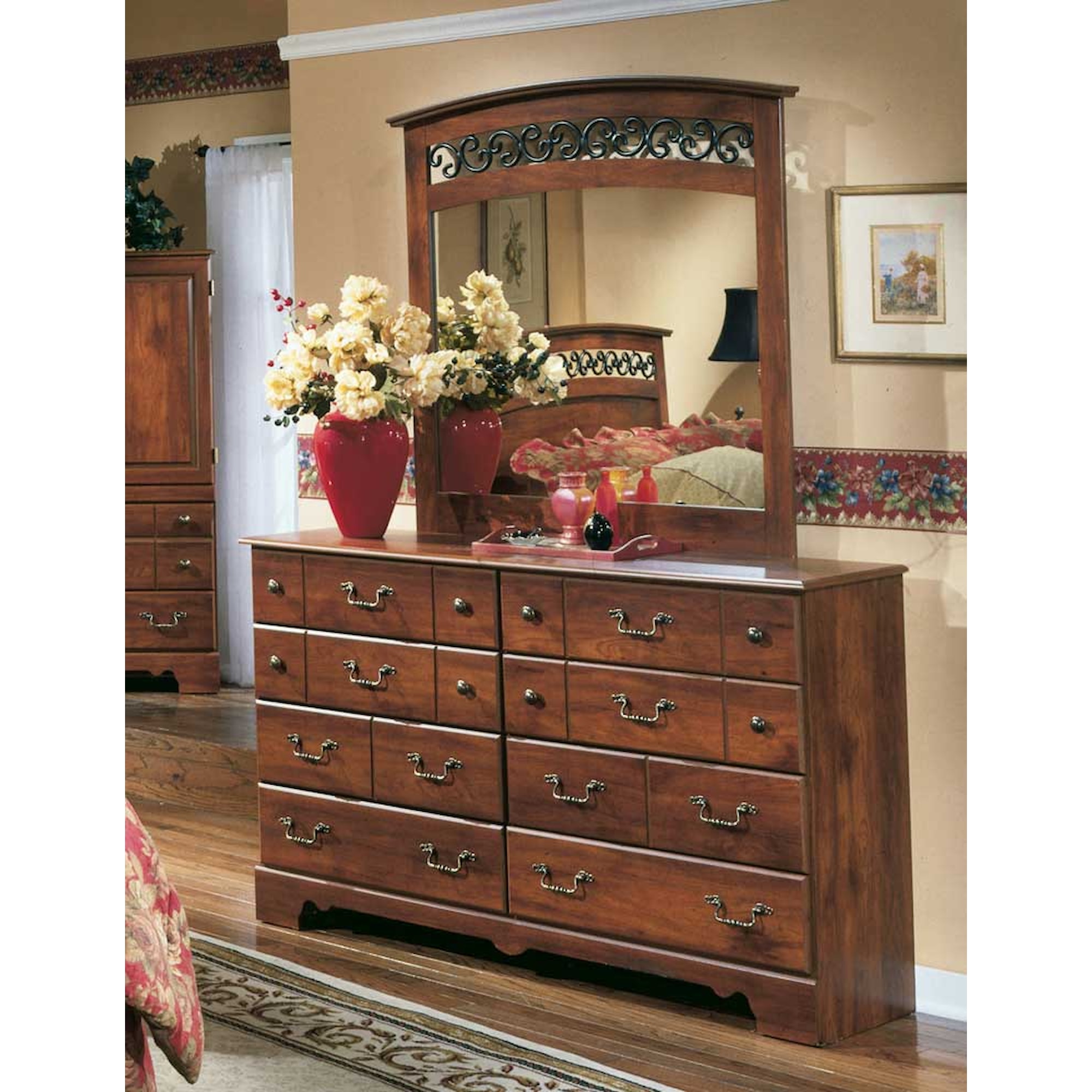 Ashley (Signature Design) Timberline B25831 Dark Cherry Eight Drawer