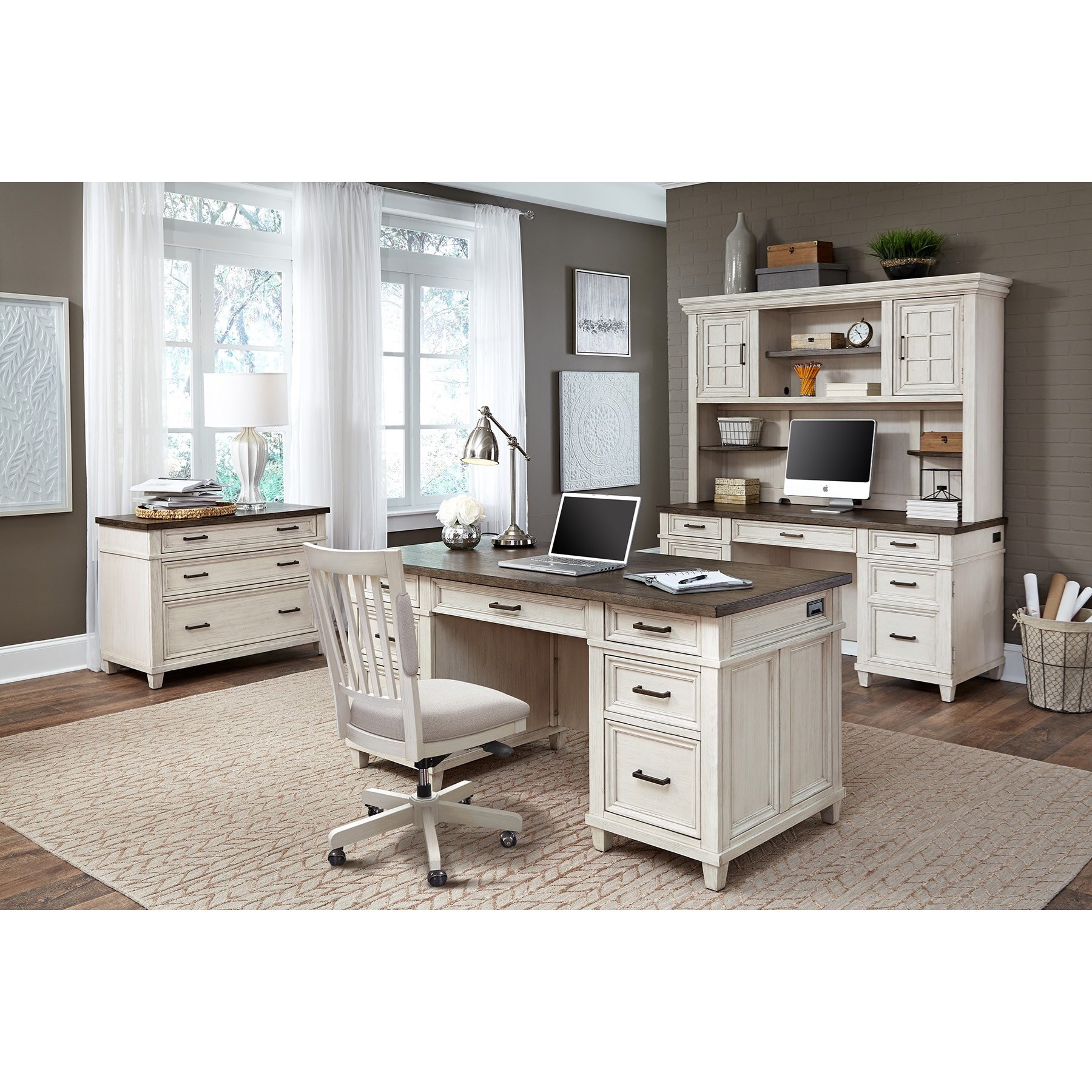 Farmhouse desk with file cabinet store