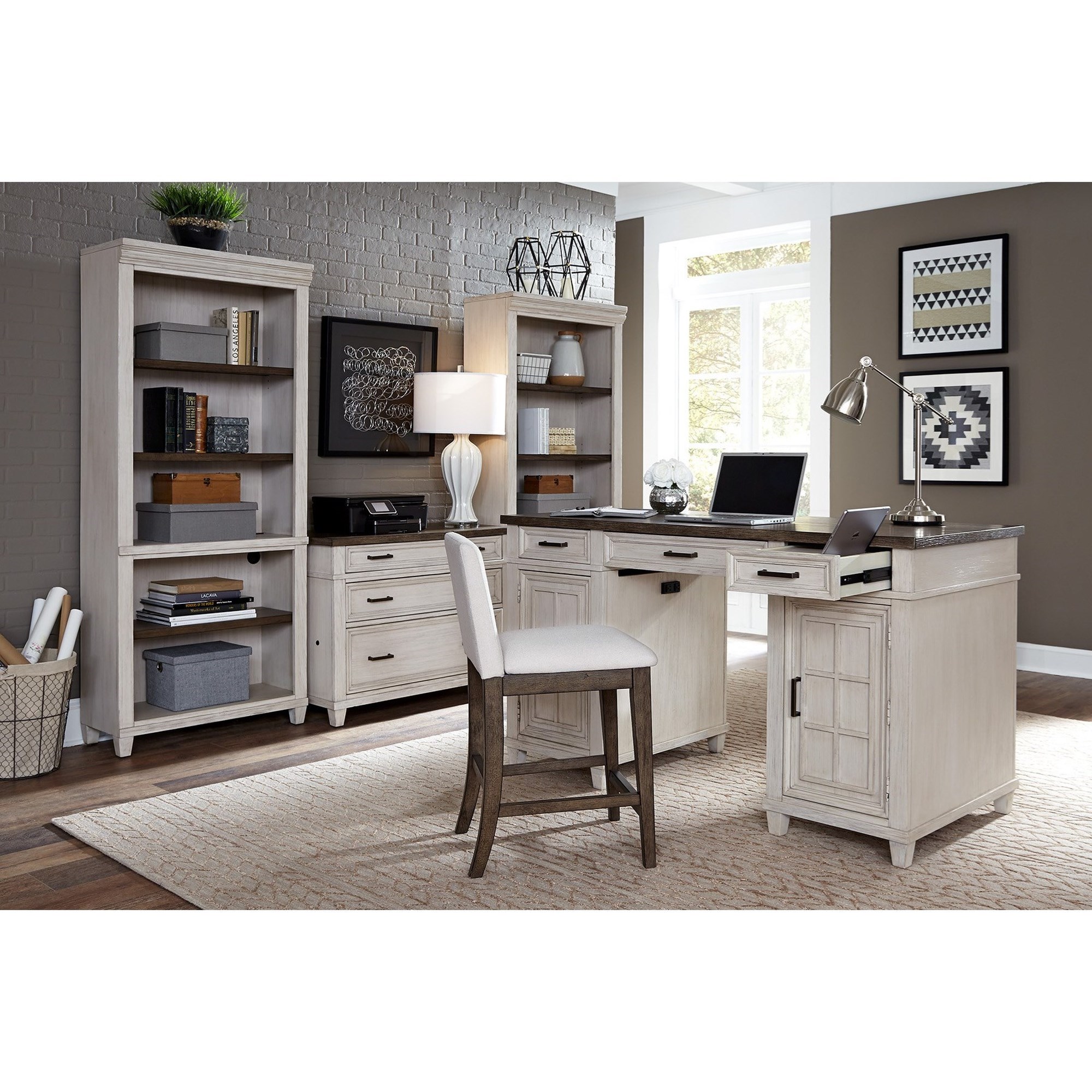 Aspenhome Gray Open Shelf Desk