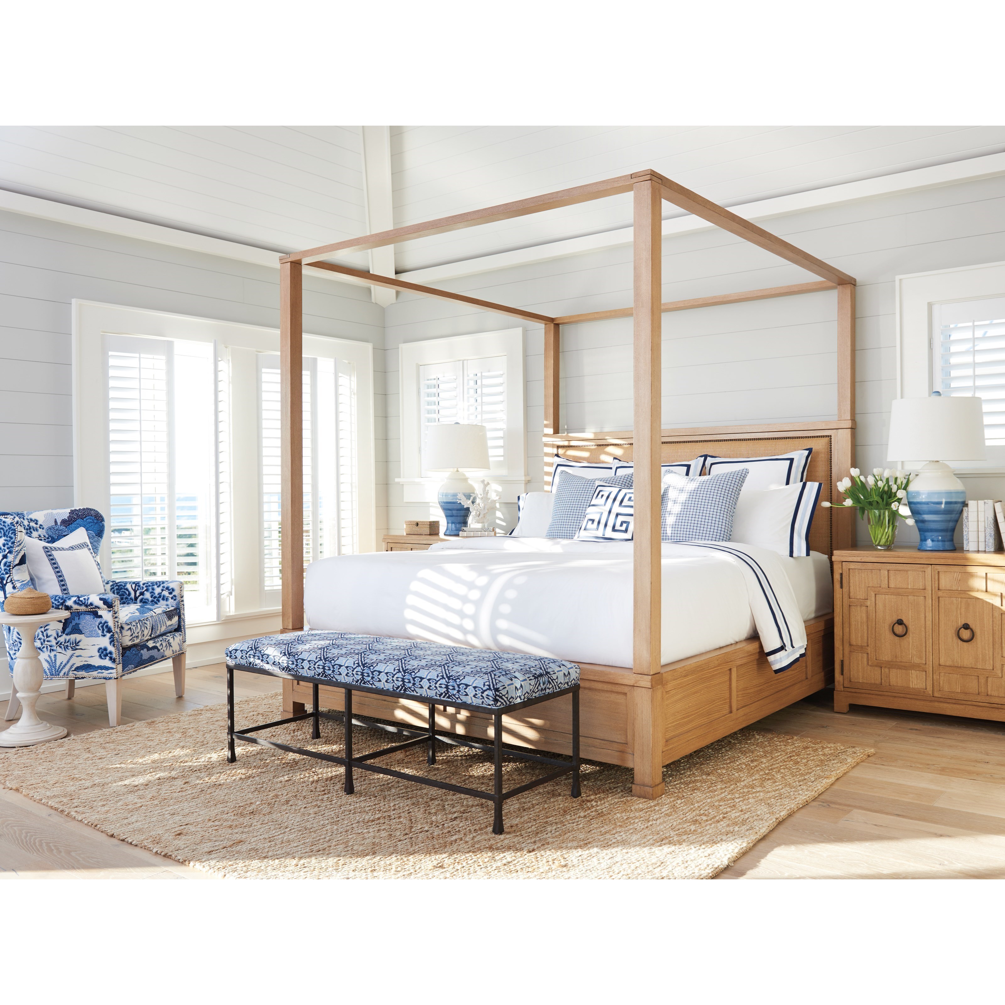 Queen canopy bed with headboard hot sale