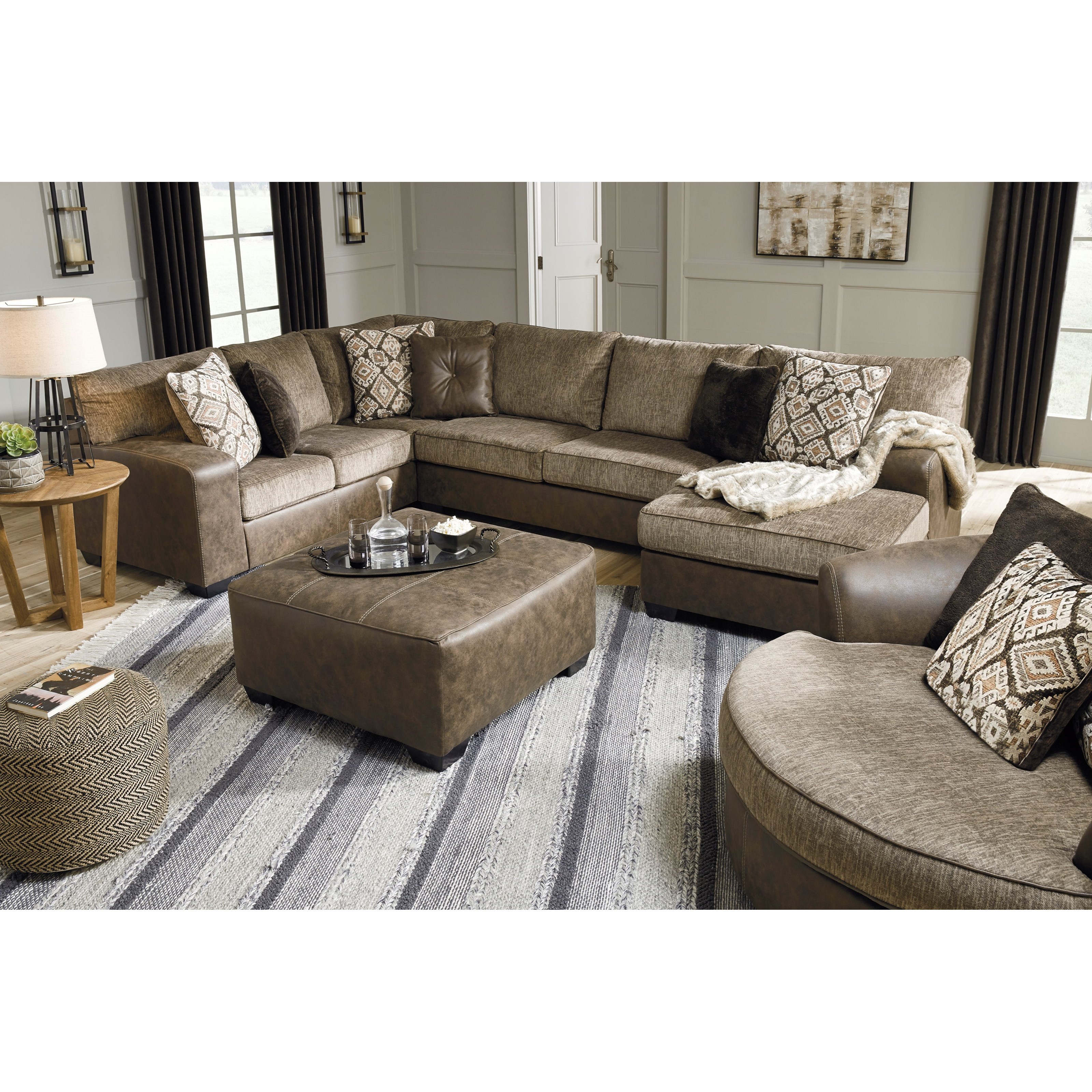 Brown top oversized ottoman