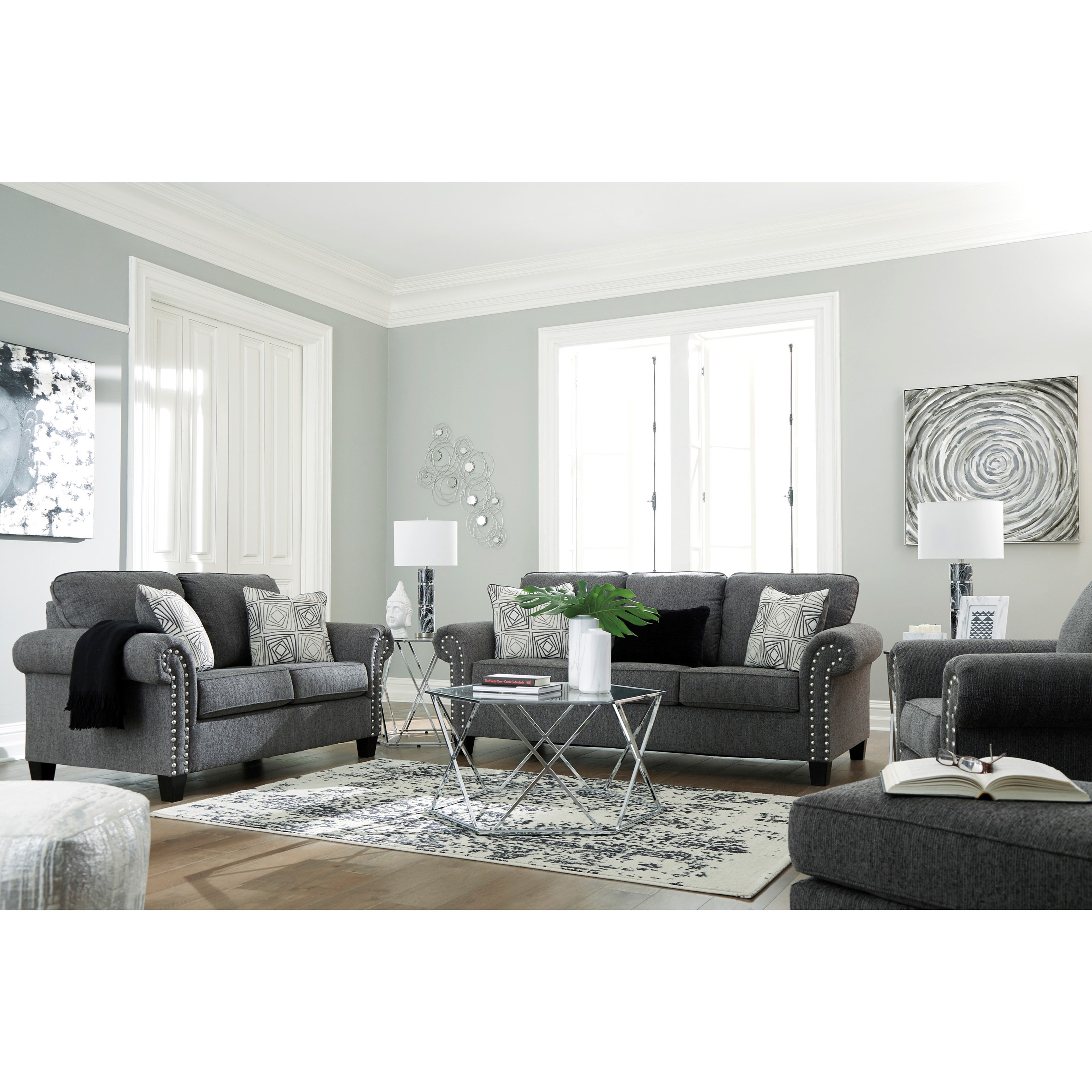Loveseat with nailhead trim deals