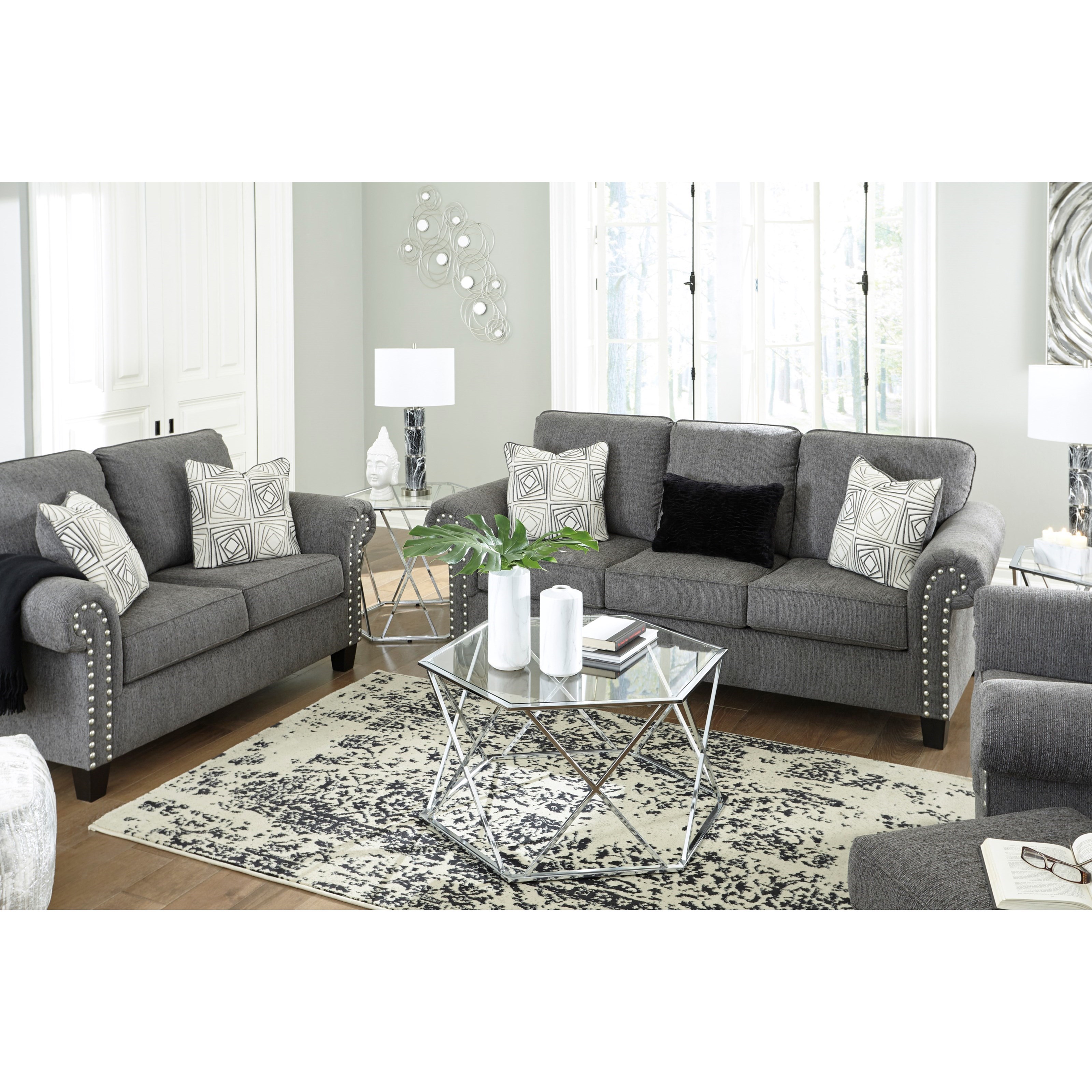 Benchcraft Agleno 7870138 Contemporary Sofa with Nailhead Trim