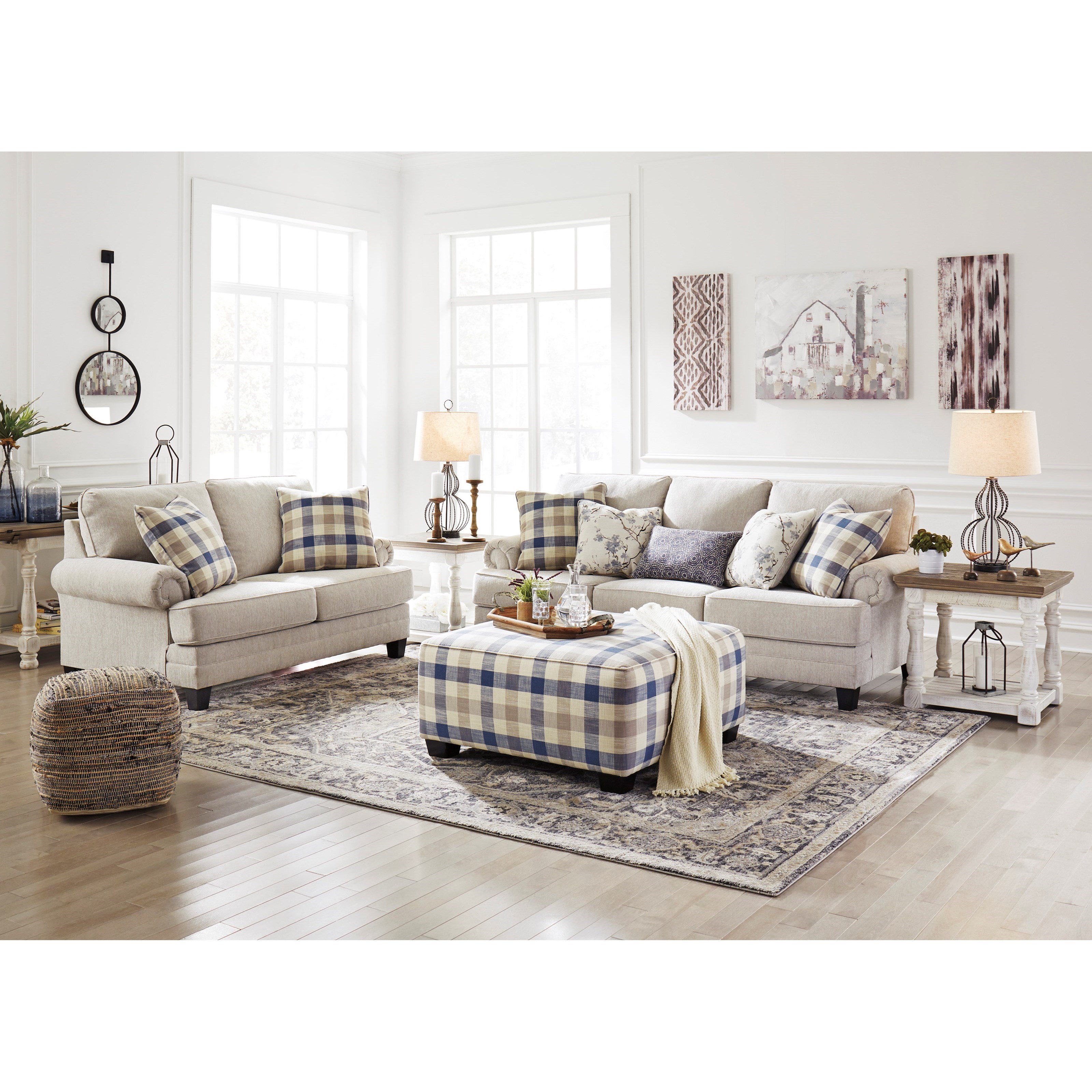 Ashley Furniture Benchcraft Meggett 1950408 Plaid Square Oversized
