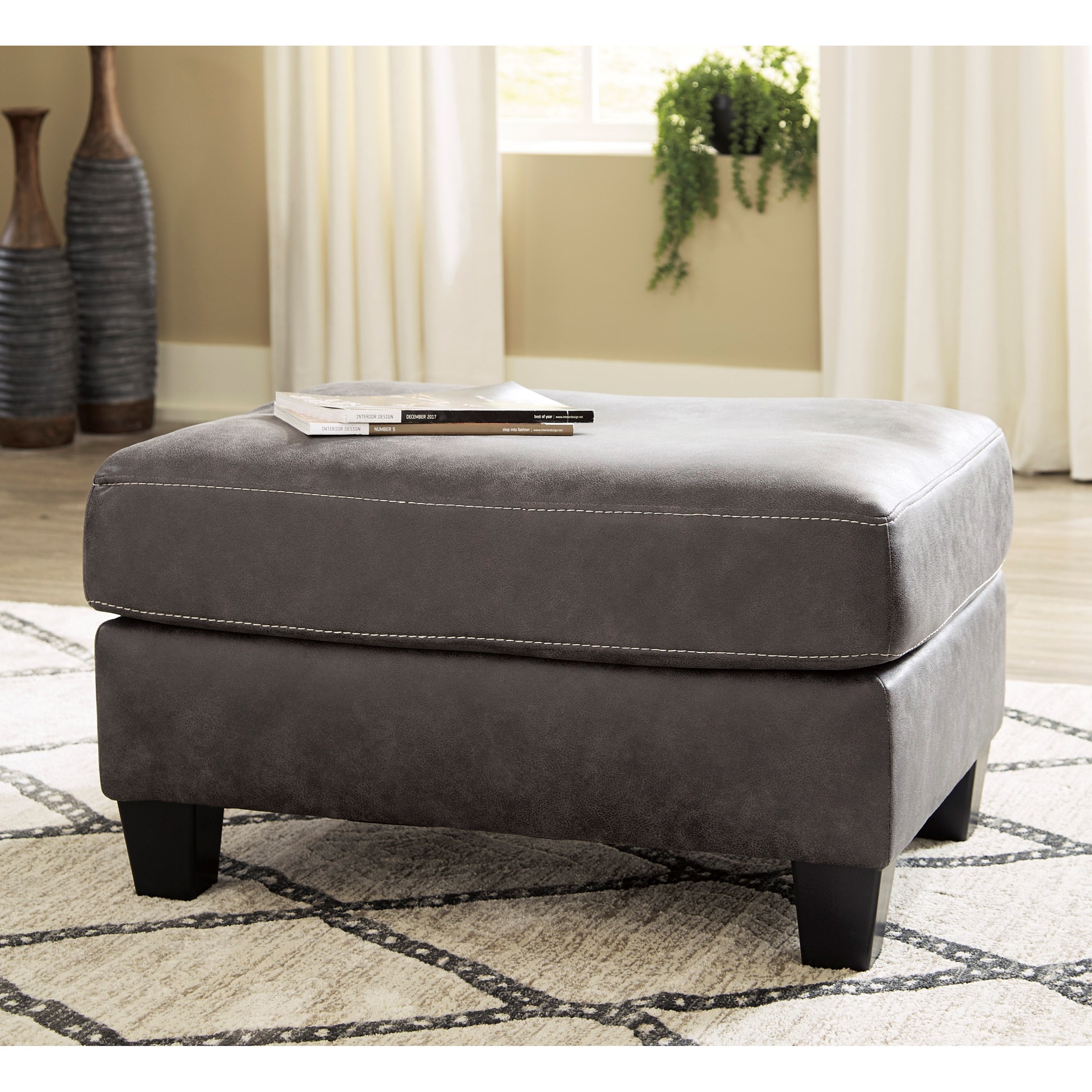 Benchcraft Venaldi 9150114 Contemporary Faux Leather Ottoman