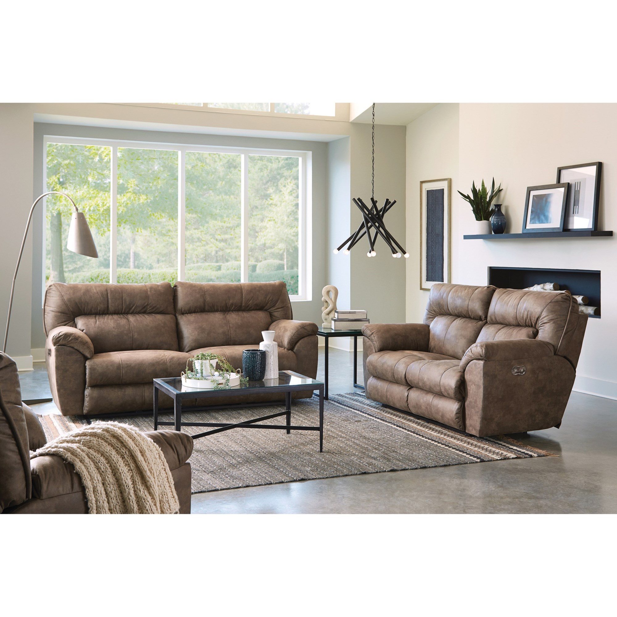 Catnapper Hollins DE295 Casual Contemporary Power Reclining Sofa with USB  Ports, Standard Furniture
