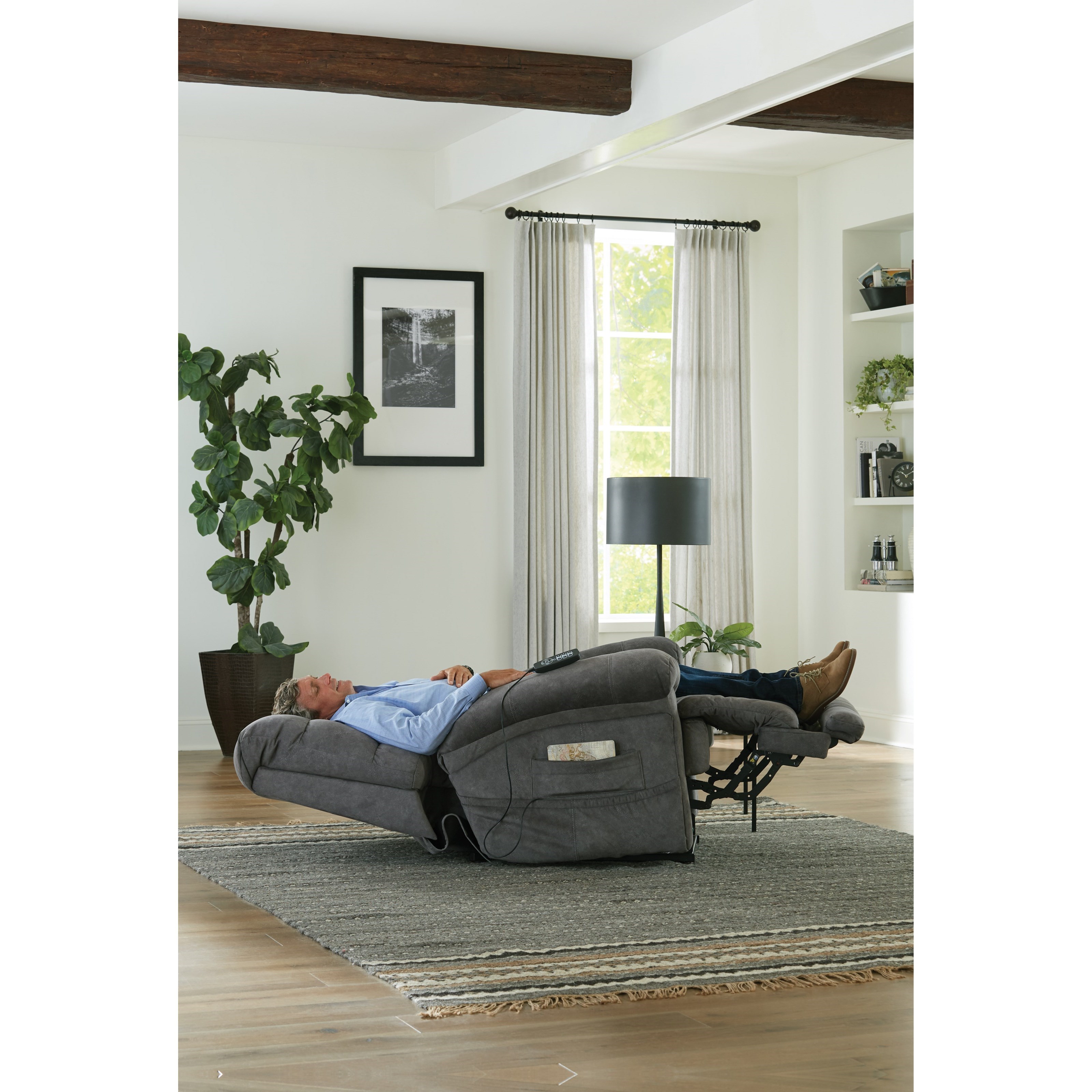 Power lift shop lay flat recliner