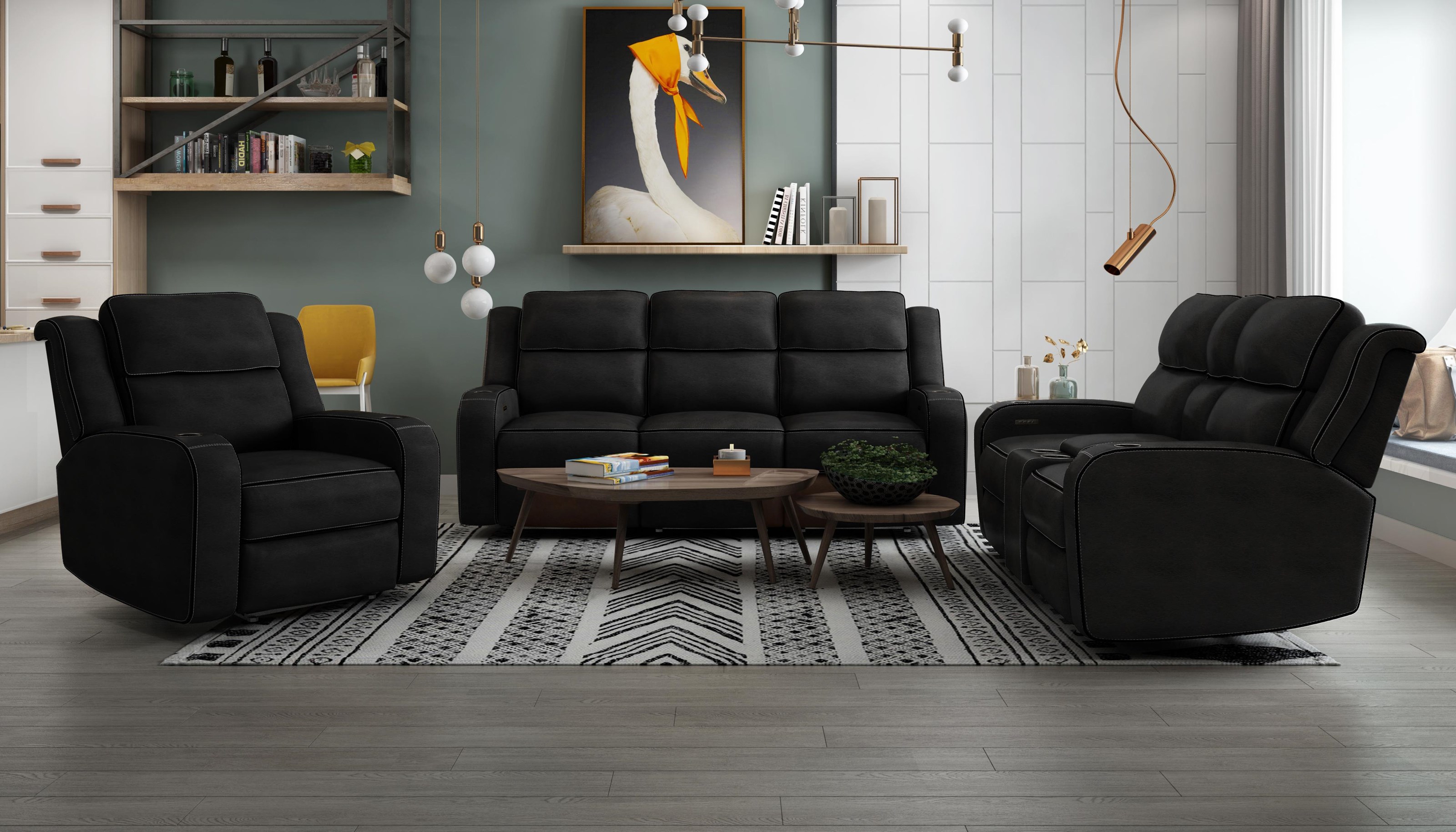 Cheers easton three piece power reclining sofa with power headrest set clearance