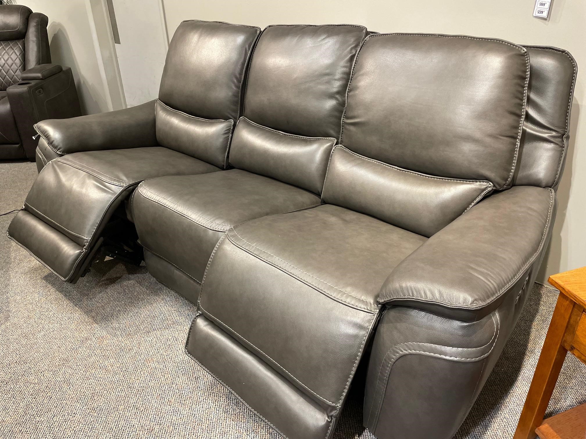 Leather power reclining sofa sales with power headrest