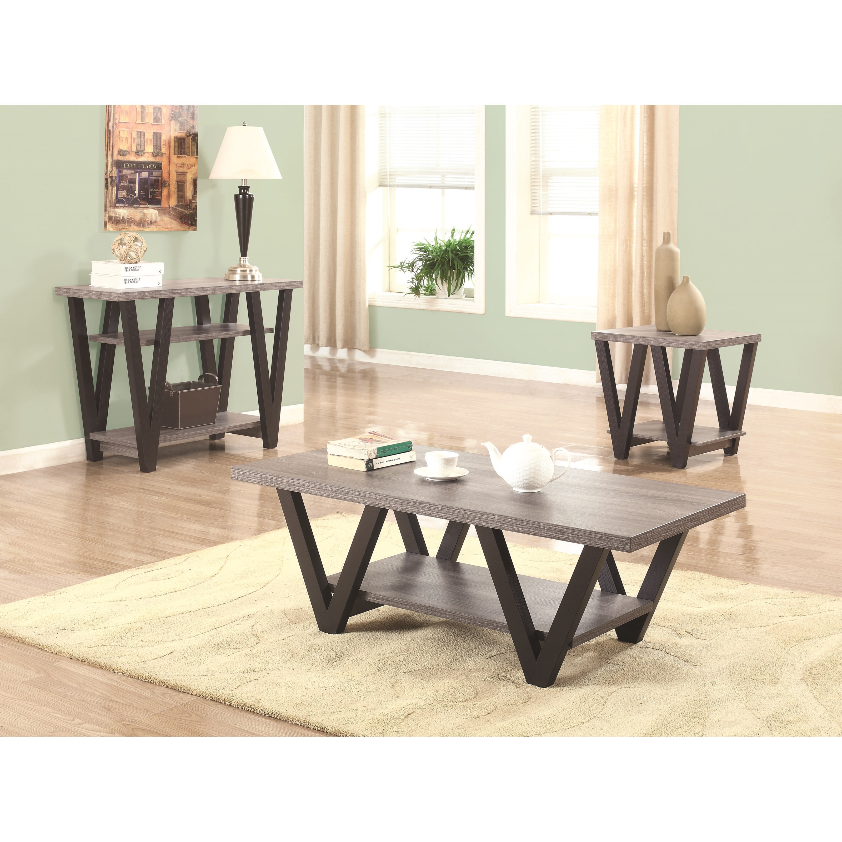 Coaster 70539 705399 Two Tone Angled Leg Sofa Table Value City