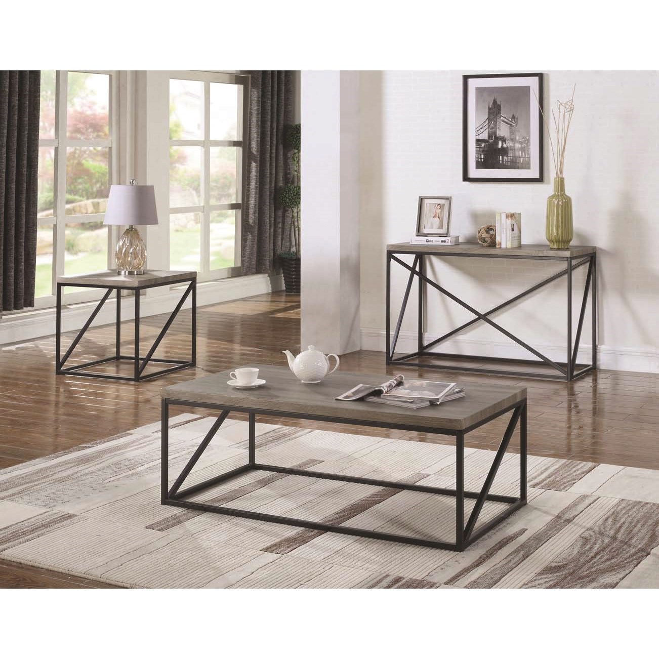 Coaster 70561 705619 Industrial Sofa Table Value City Furniture
