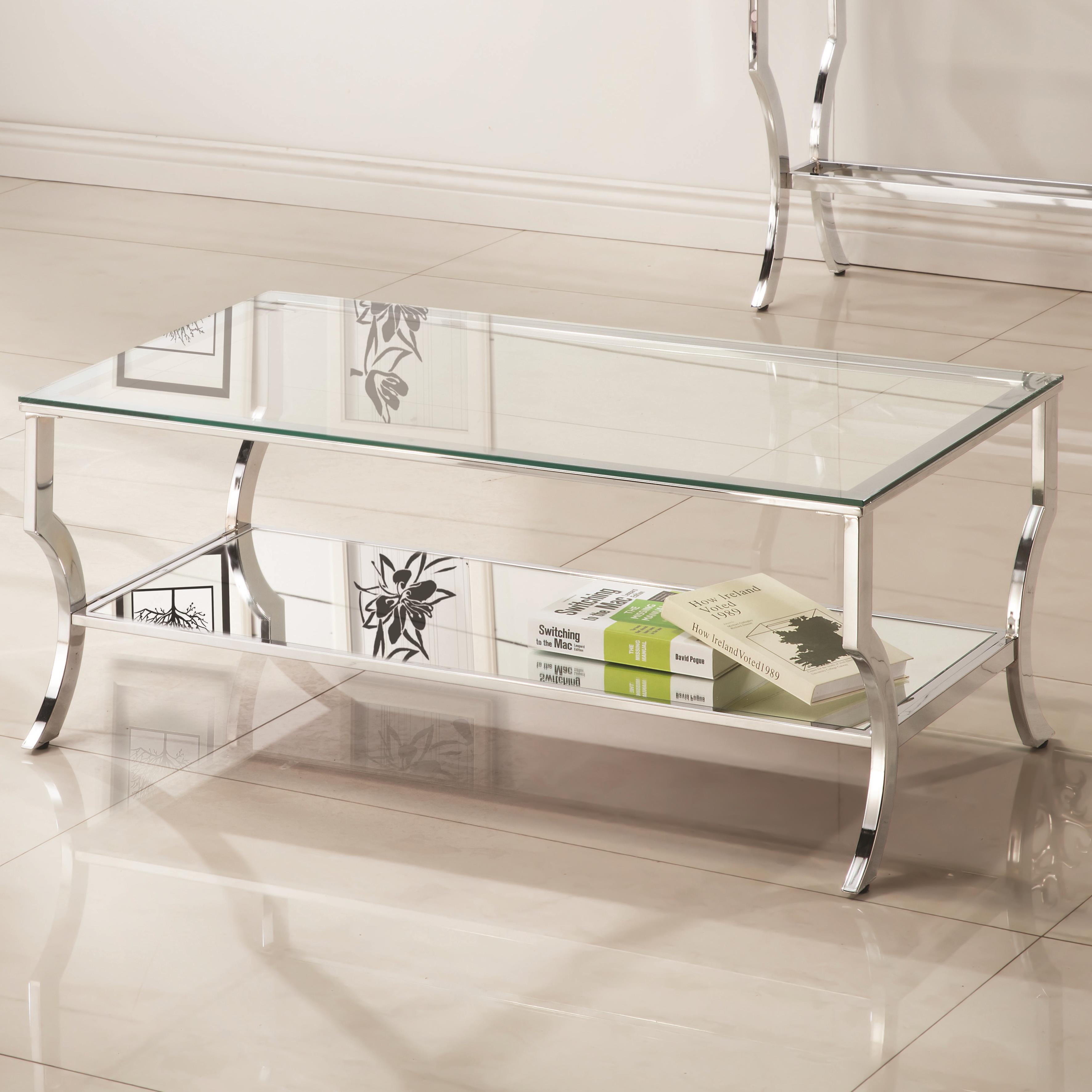 Coaster 72033 720338 Metal Coffee Table with Glass Top and