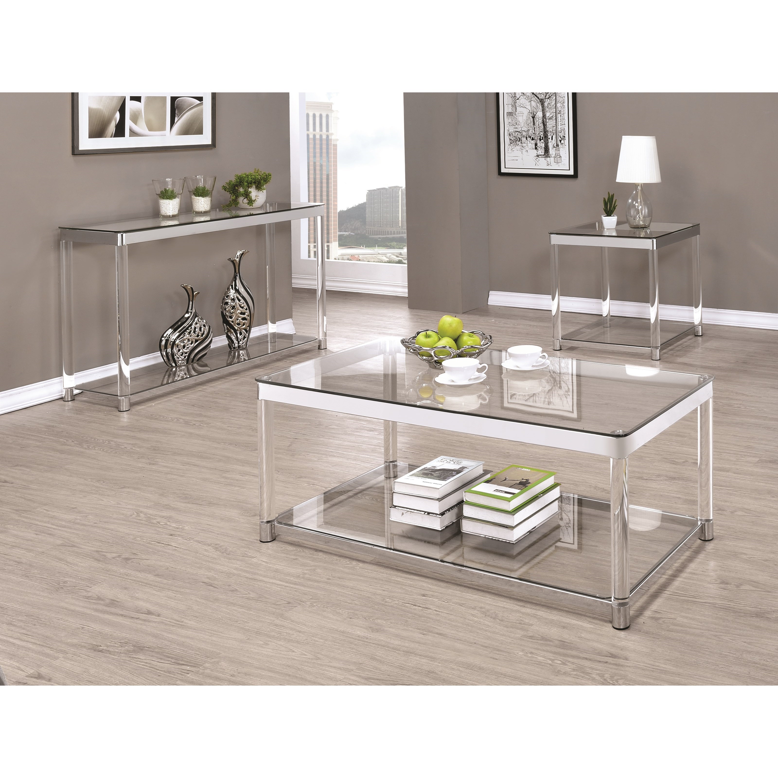 Coaster glass top console best sale table in chrome