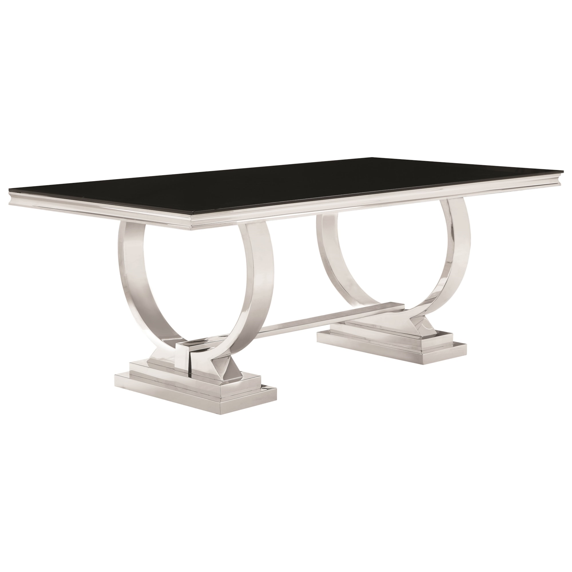 Coaster Antoine 107871 Stainless Steel Dining Table with Glass Top