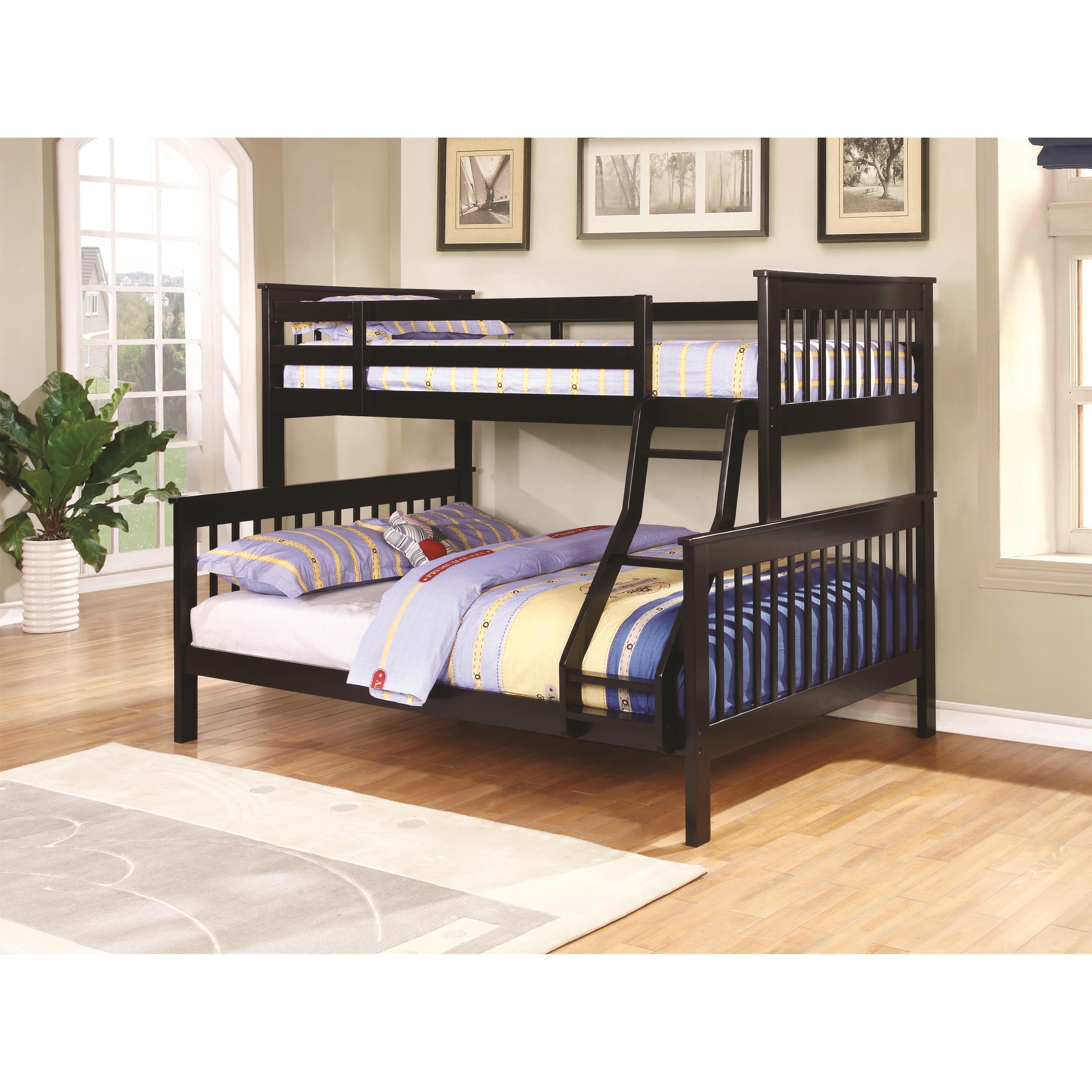 Coaster Bunks 460259 Traditional Twin over Full Bunk Bed Knight Furniture Mattress Bunk Beds
