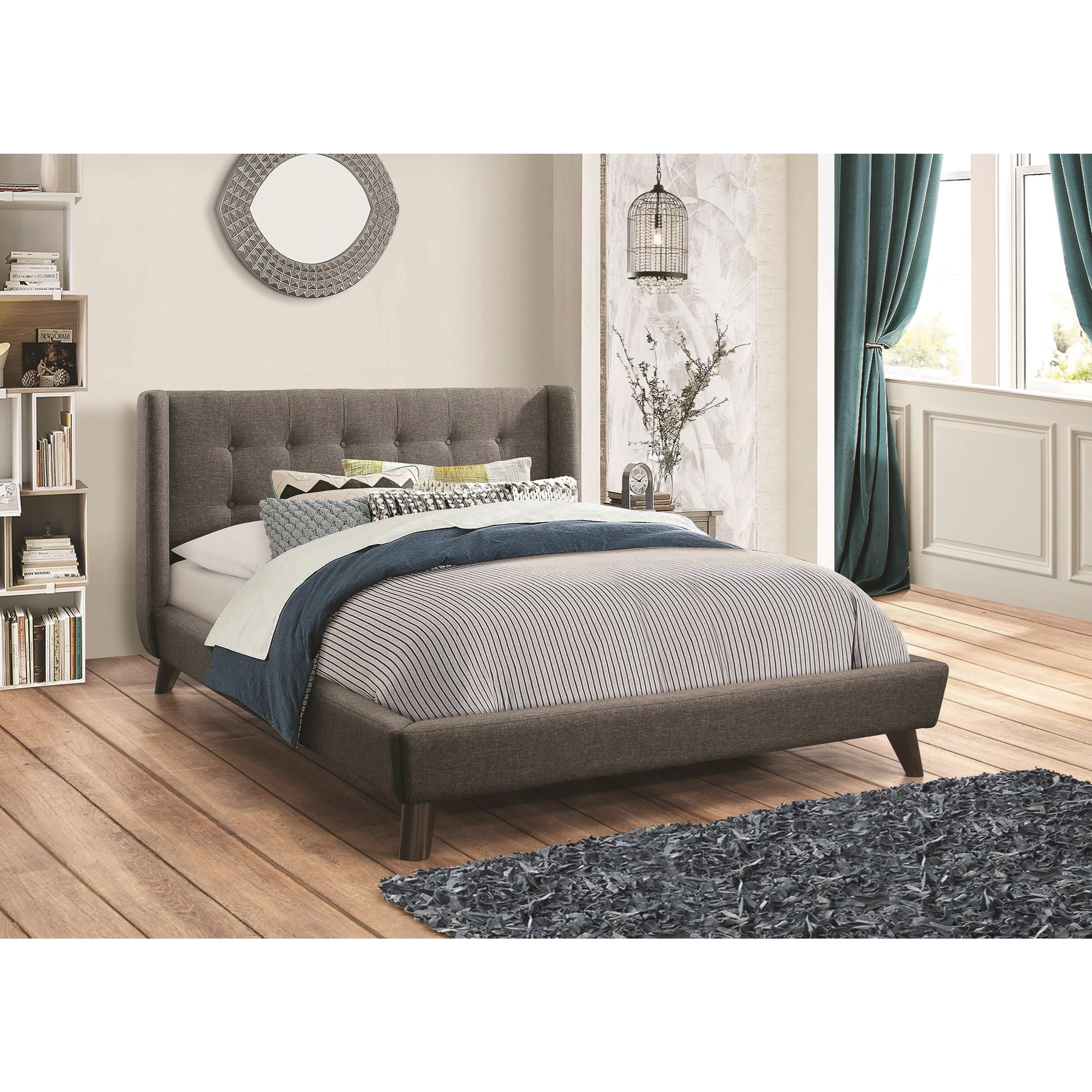 Upholstered discount wing bed