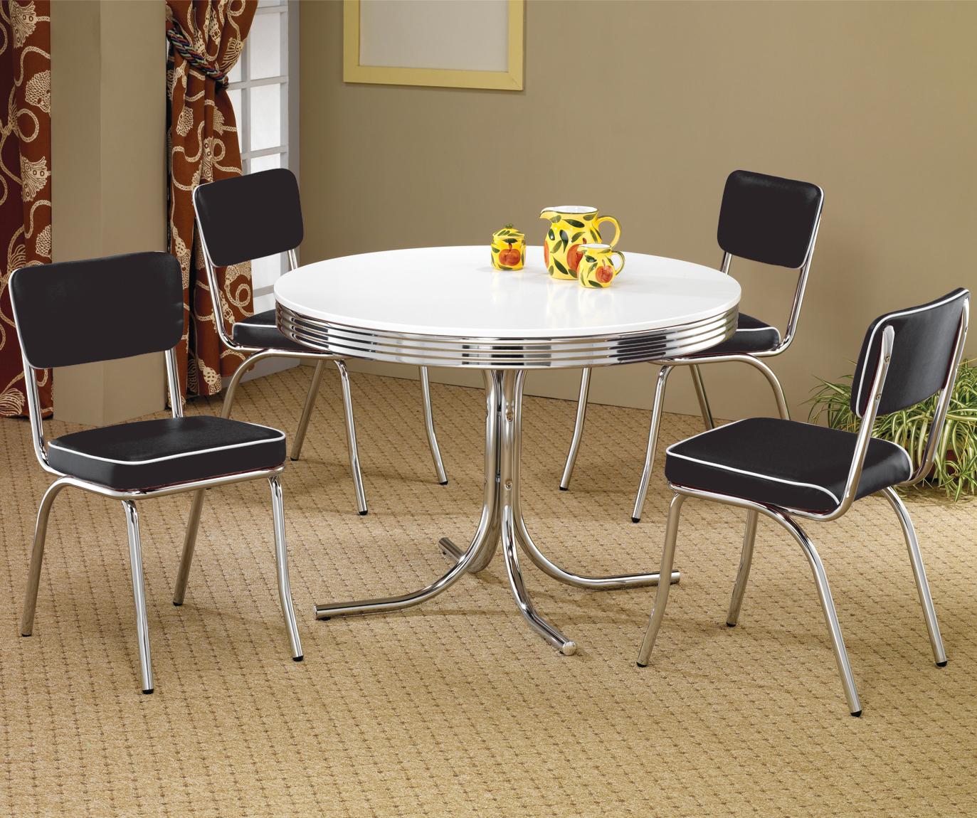 Coaster Cleveland 2388 Round Chrome Plated Dining Table Corner