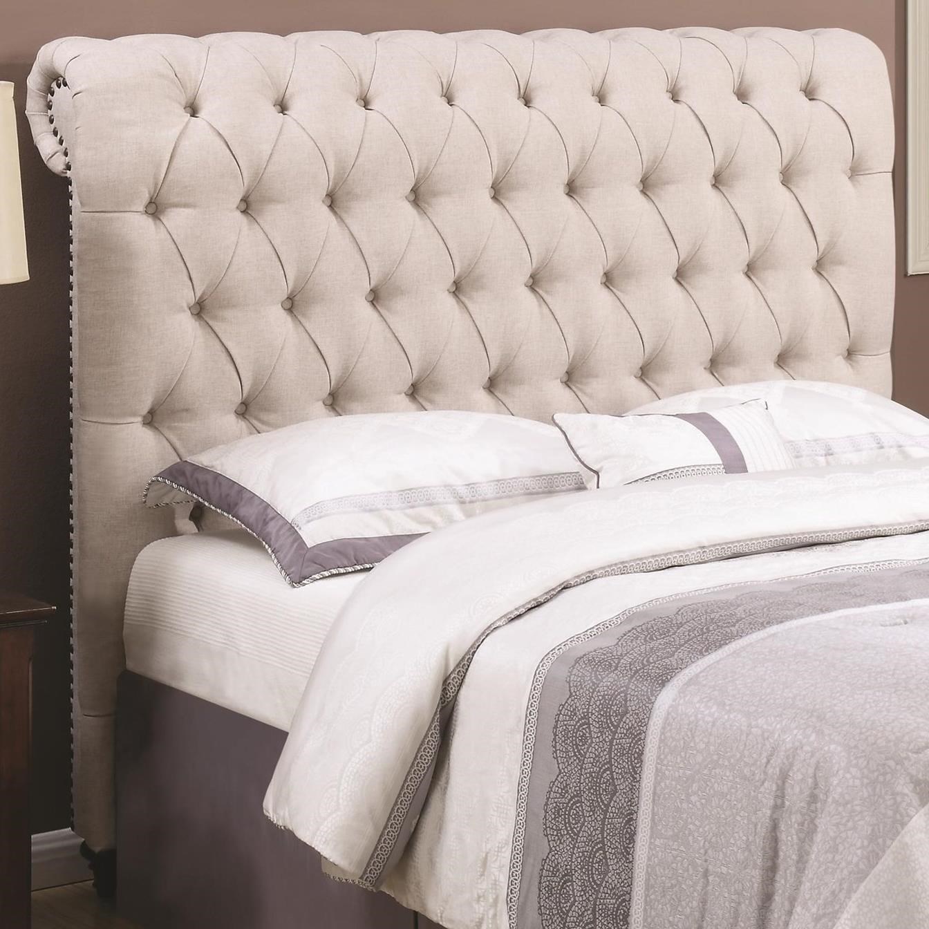 Coaster Devon 300525FB1 Full Rolled Headboard in Beige Fabric