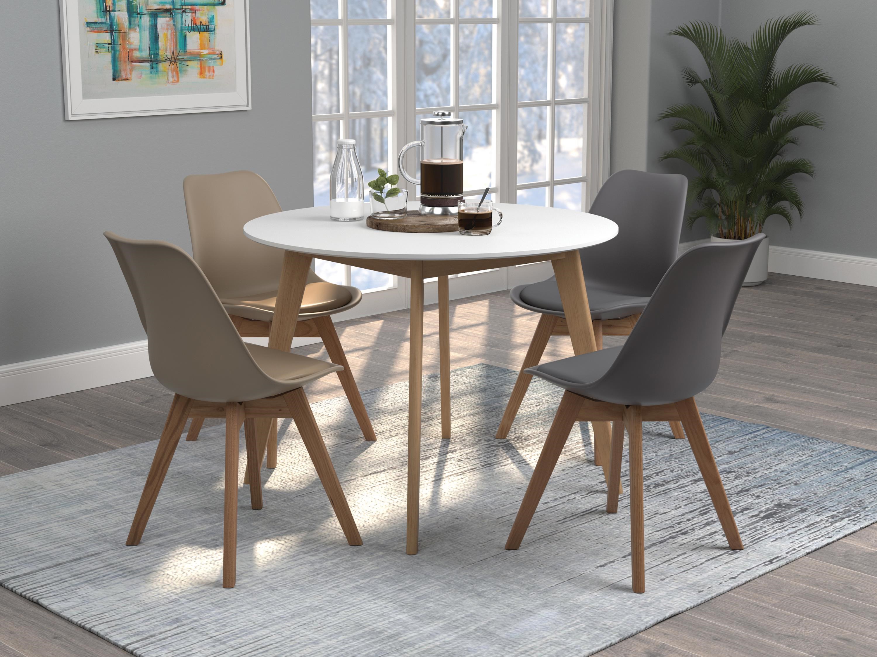 Mid century modern round dining table set deals