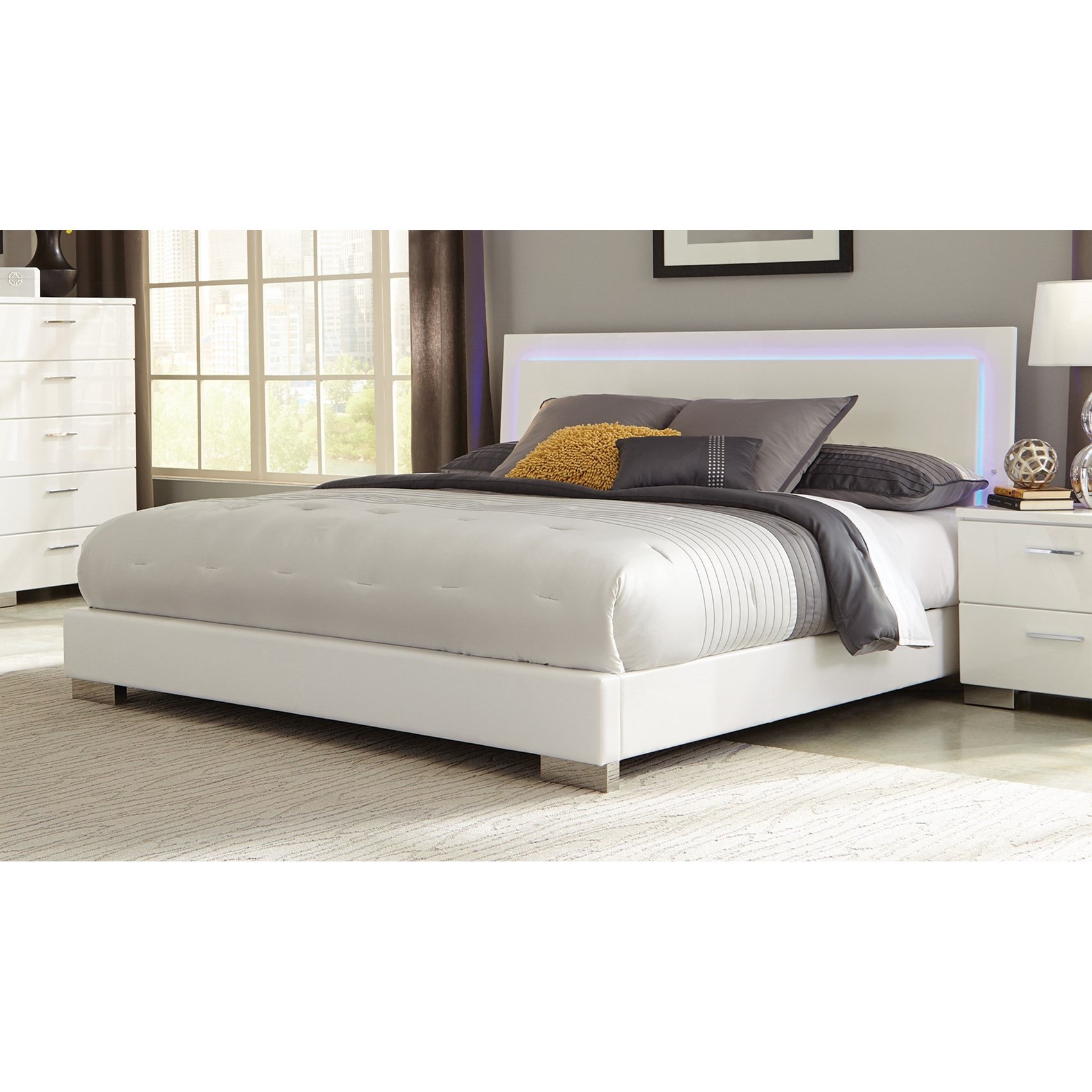 Coaster 203502 felicity high gloss white 2 drawer nightstand sale