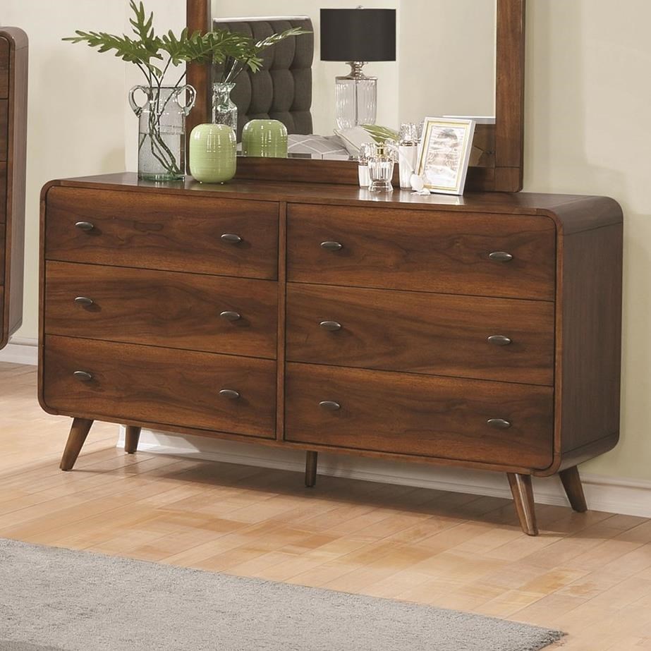 Mid century modern top six drawer dresser