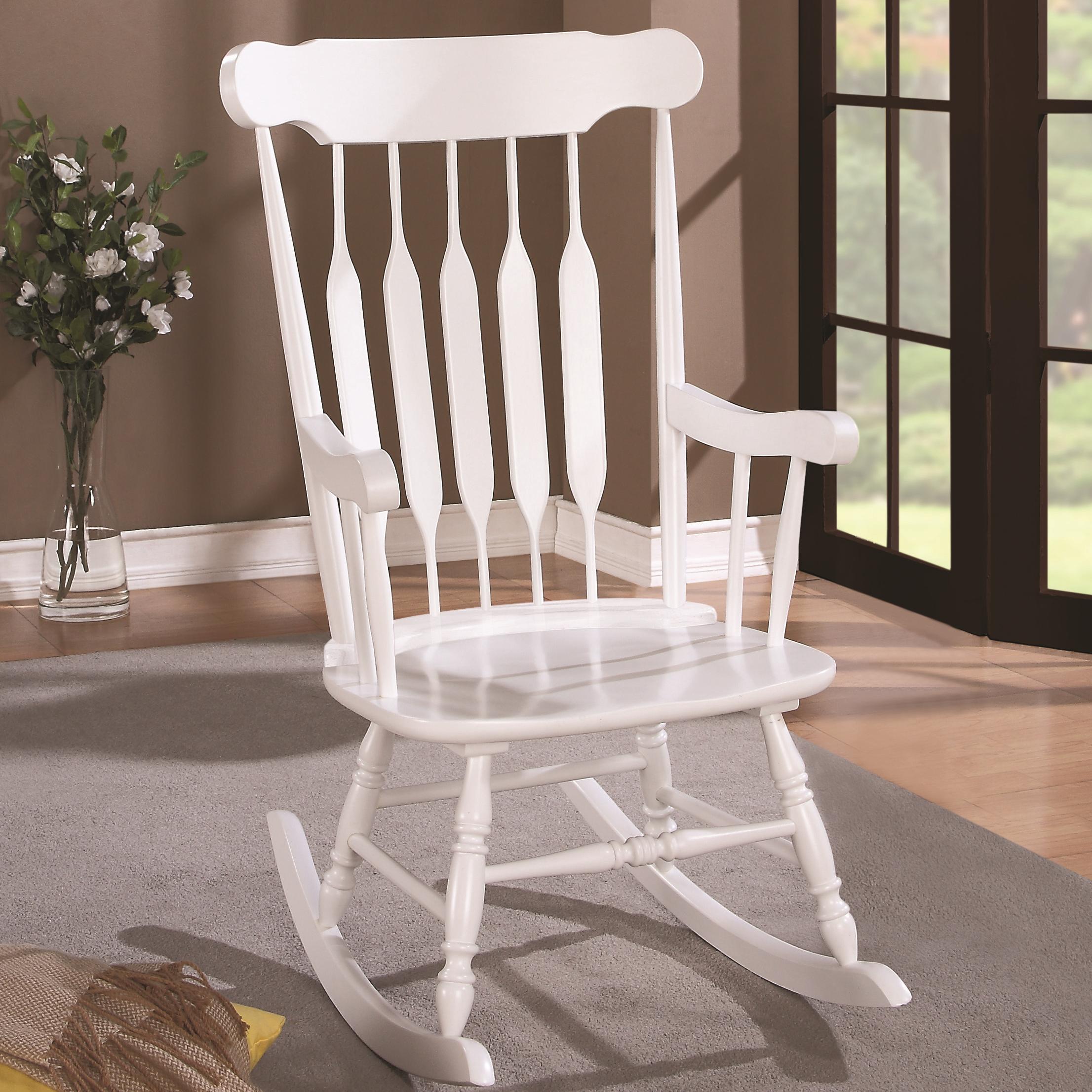 Coaster Rockers 600174 Wood Rocking Chair with White Finish and