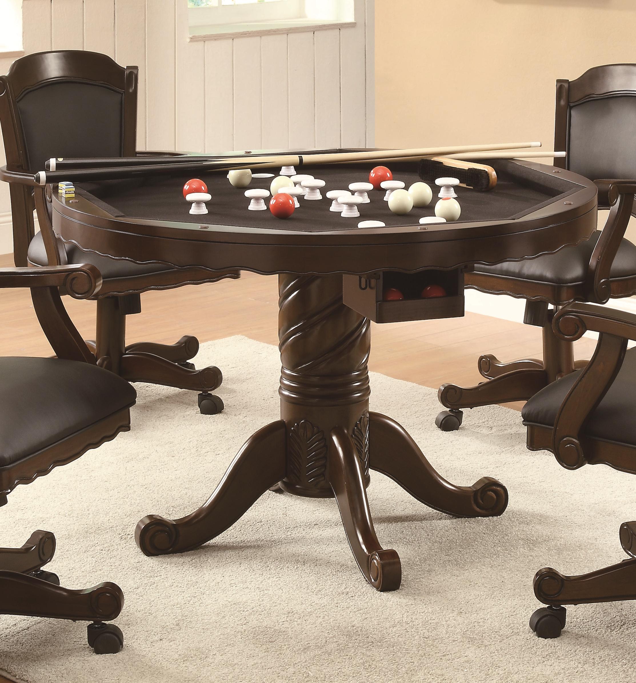 Coaster Turk 100871 3 in 1 Round Pedestal Game Table A1 Furniture Mattress Game Tables