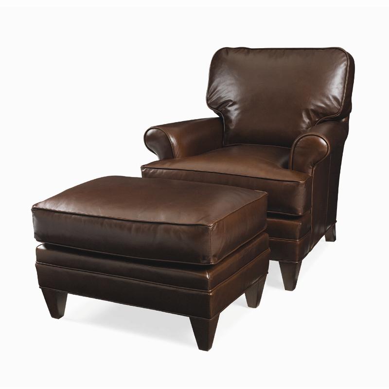 Lane leather shop chair and ottoman